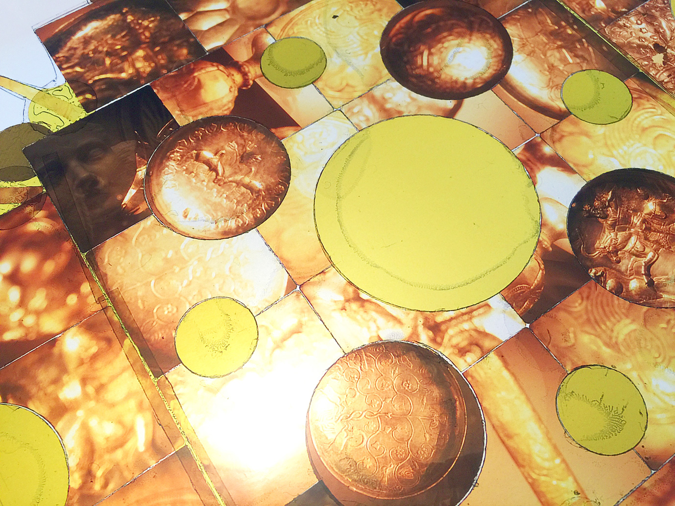 Detail, Joya Del Oro , Transparency film printed at 30”x30”, archival pigment on fuji metallic