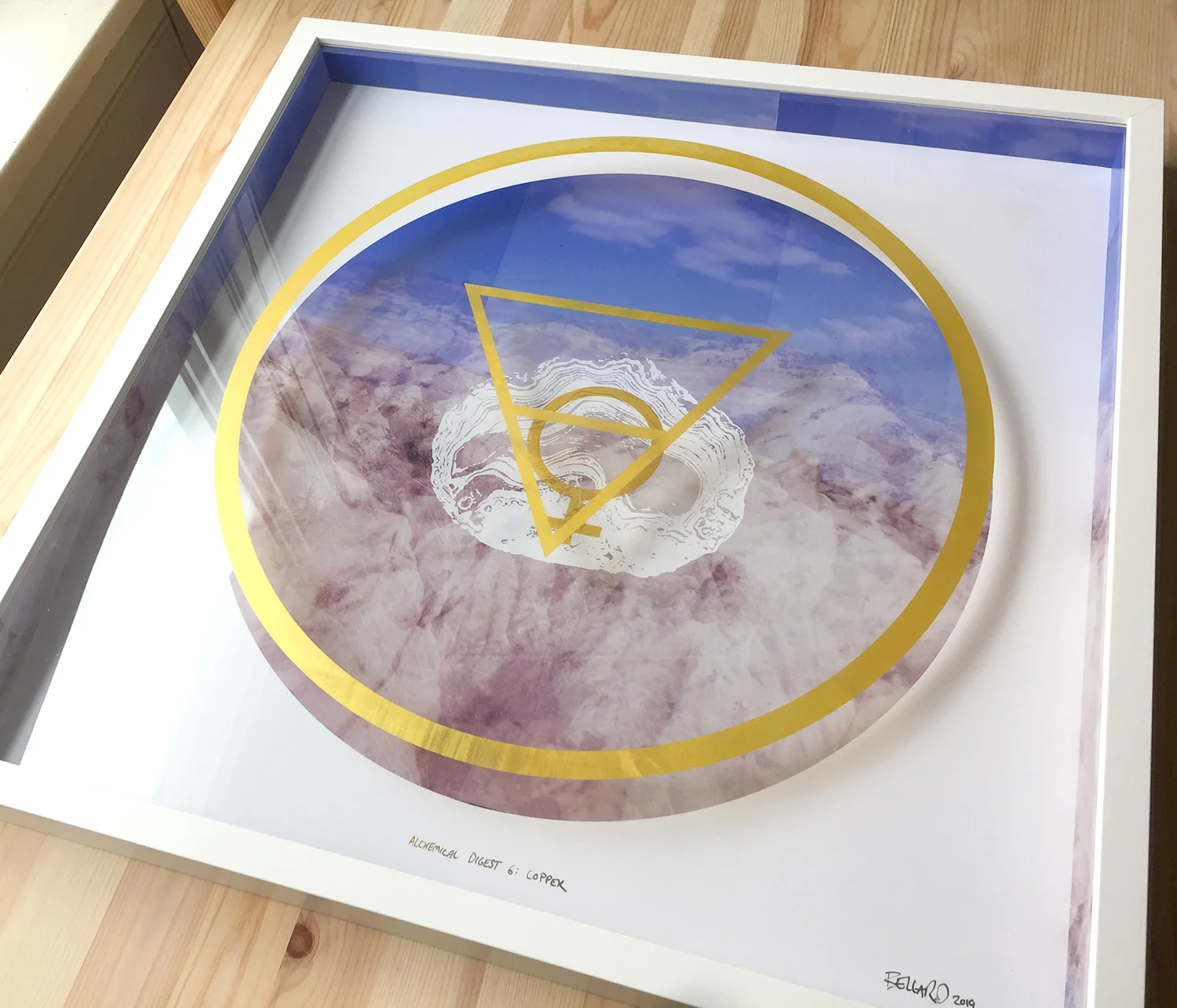 ALCHEMICAL DIGEST 6: COPPER • 20” x 20” x 2” • SILKSCREEN ON PHOTO AND ACRYLIC, IN SHADOWBOX • 2019