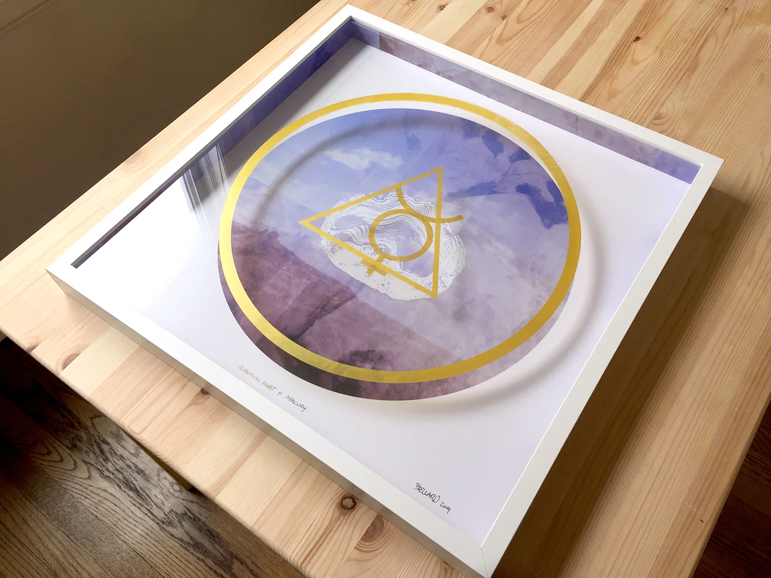 ALCHEMICAL DIGEST 4: MERCURY • 20” x 20” x 2” • SILKSCREEN ON PHOTO AND ACRYLIC, IN SHADOWBOX • 2019