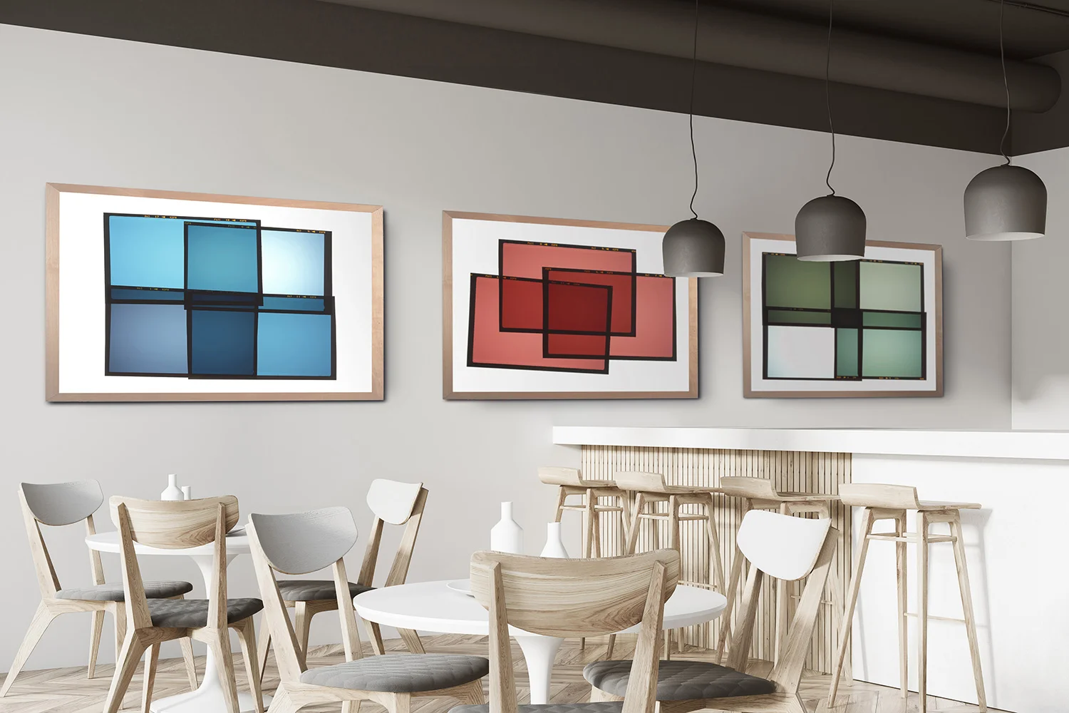 COLOR FILMS SERIES INSTALLATION, PICTURED 42”x30” FRAMED