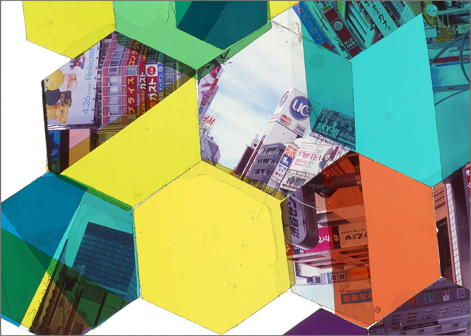 TOKYO, JAPAN: HEXAGON DERIVATIVE 5 • 20” x 28”• GICLEE PRINT FROM TRANSPARENCY FILM COMPOSITION
