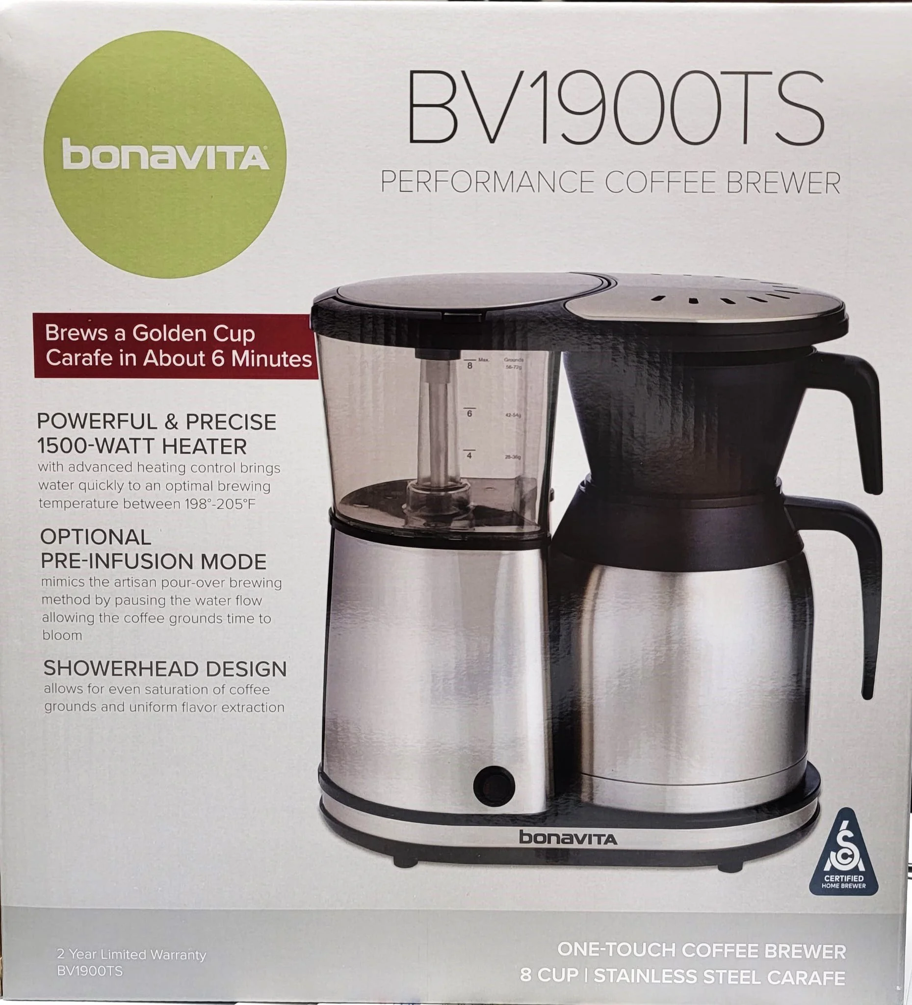 Bonavita 8Cup Thermal Carafe Coffee Brewer SCA Certified