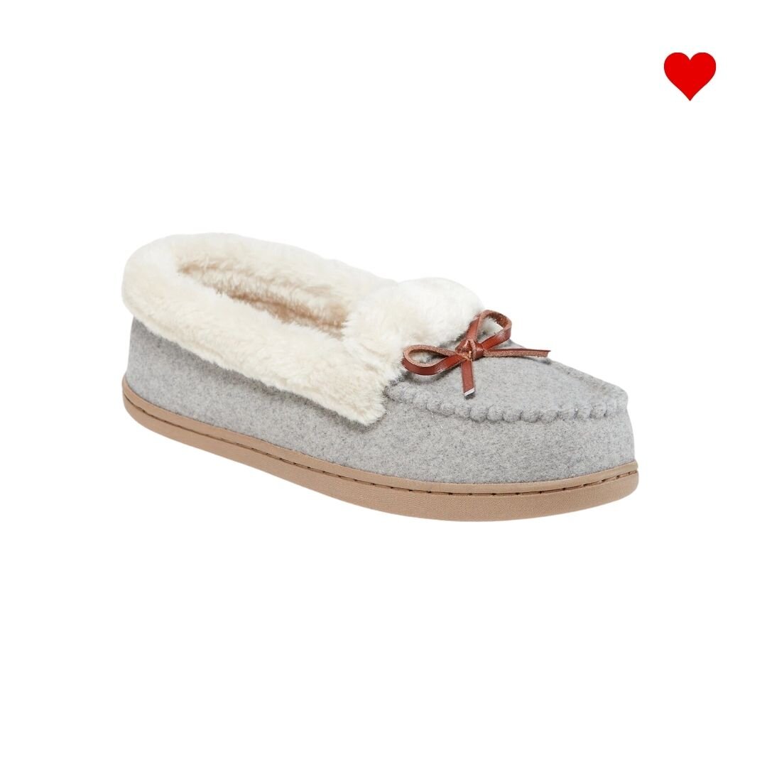 Soft-Brushed Faux-Fur Lined Moccasin Slippers for Women