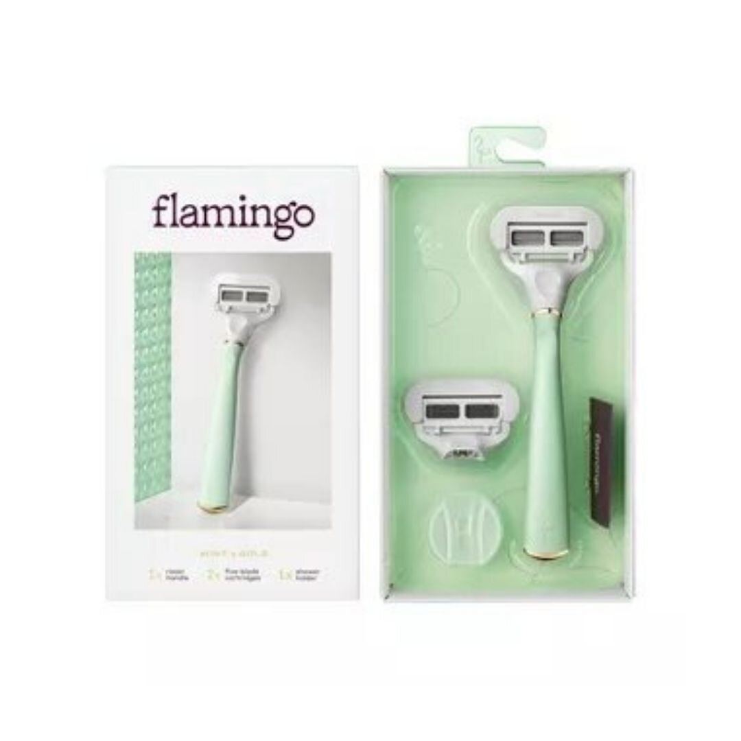 Flamingo Women's 5-blade Razor with Replacement Blade Cartridge, Mint