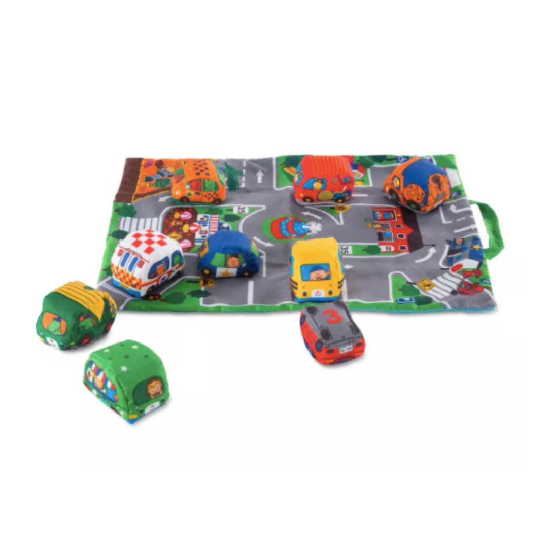 Melissa &amp; Doug Take-Along Town Play Mat With 9 Soft Vehicles