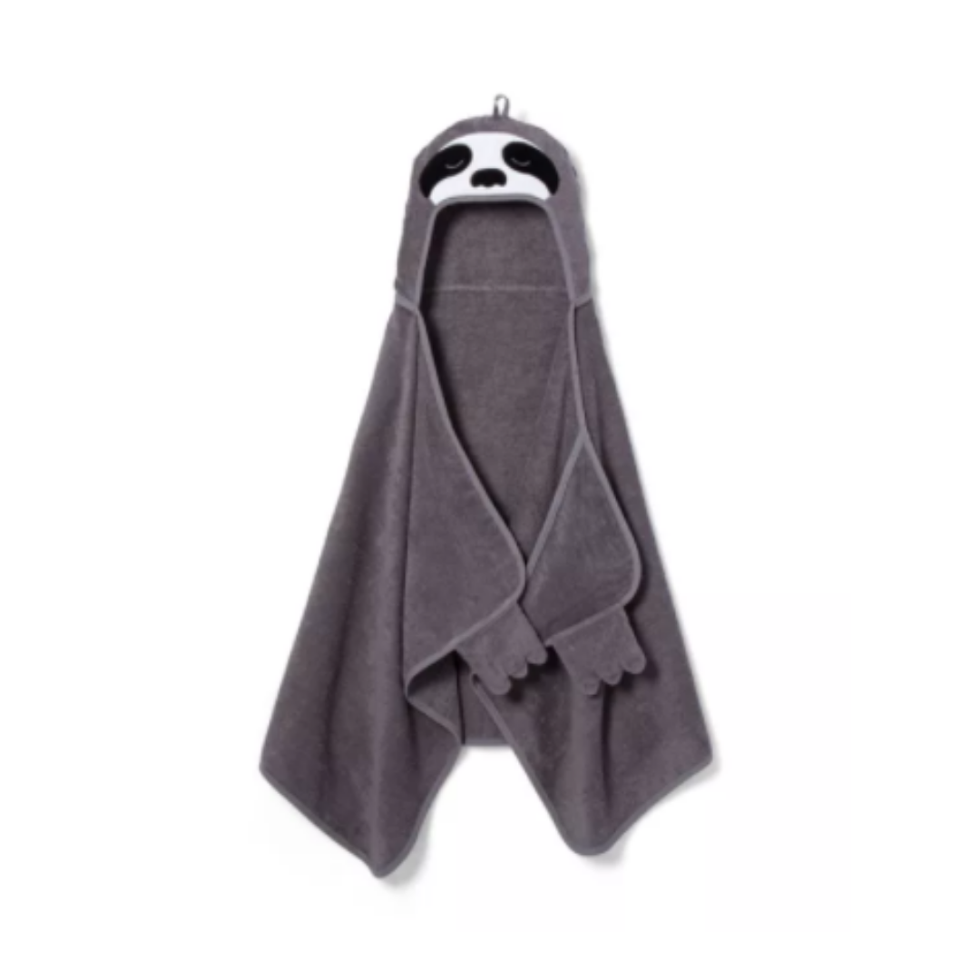 Sloth Hooded Towel Dark Gray by Pillowfort™