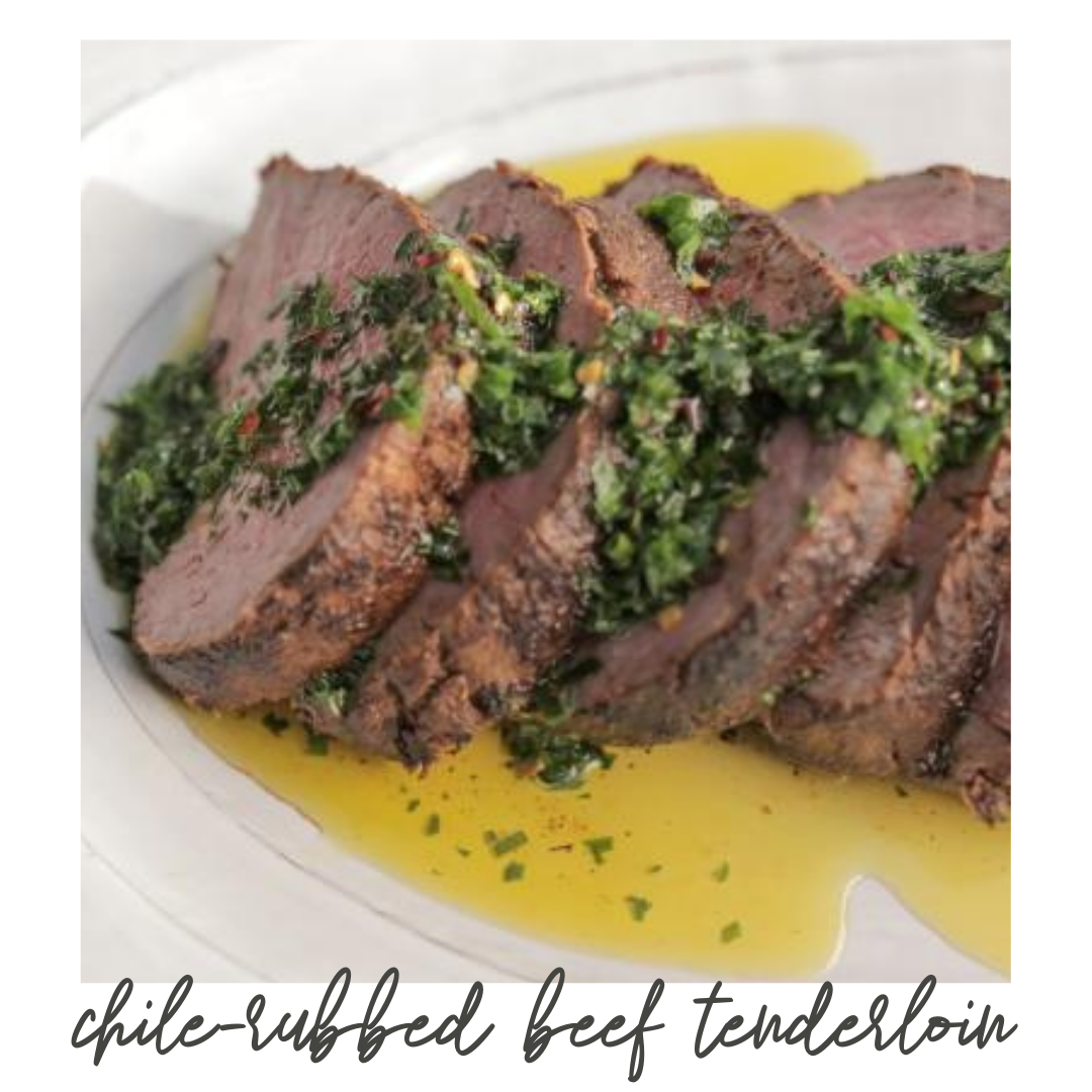 Chile-Rubbed Beef Tenderloin with Garlic-Herb Oil (Copy)