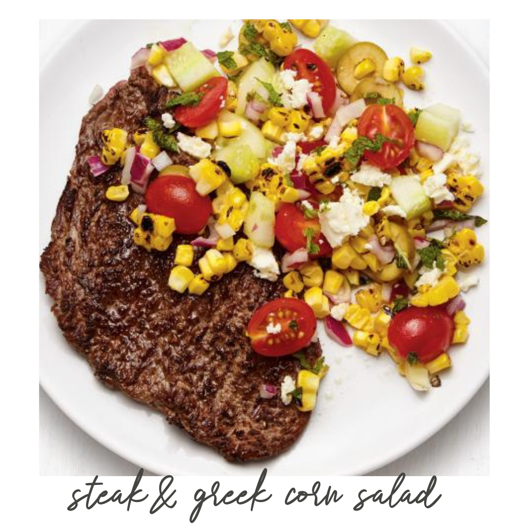 Grilled Steak with Greek Corn Salad (Copy)