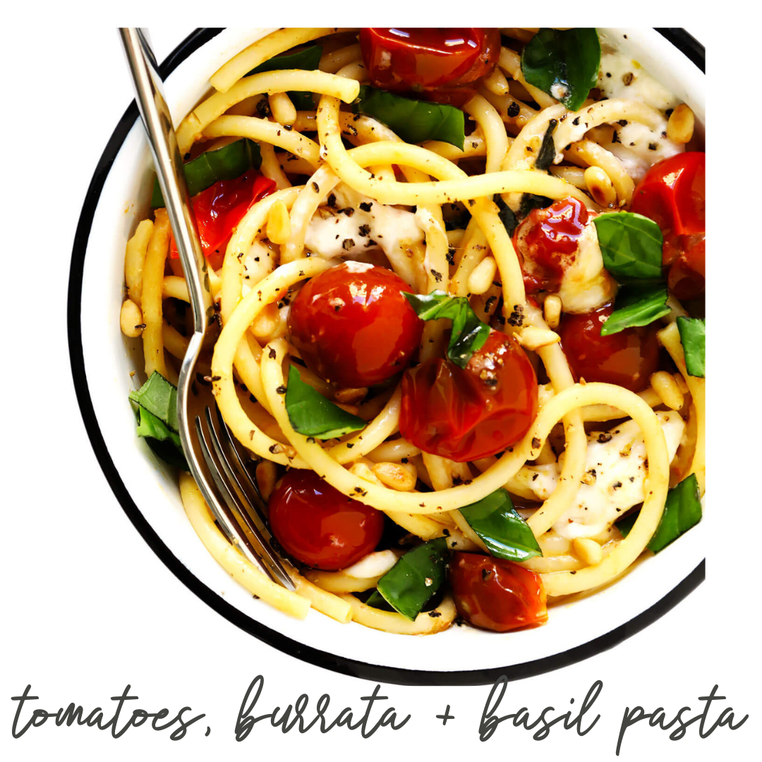 Pasta with Burst Cherry Tomatoes, Burrata and Basil  (Copy)