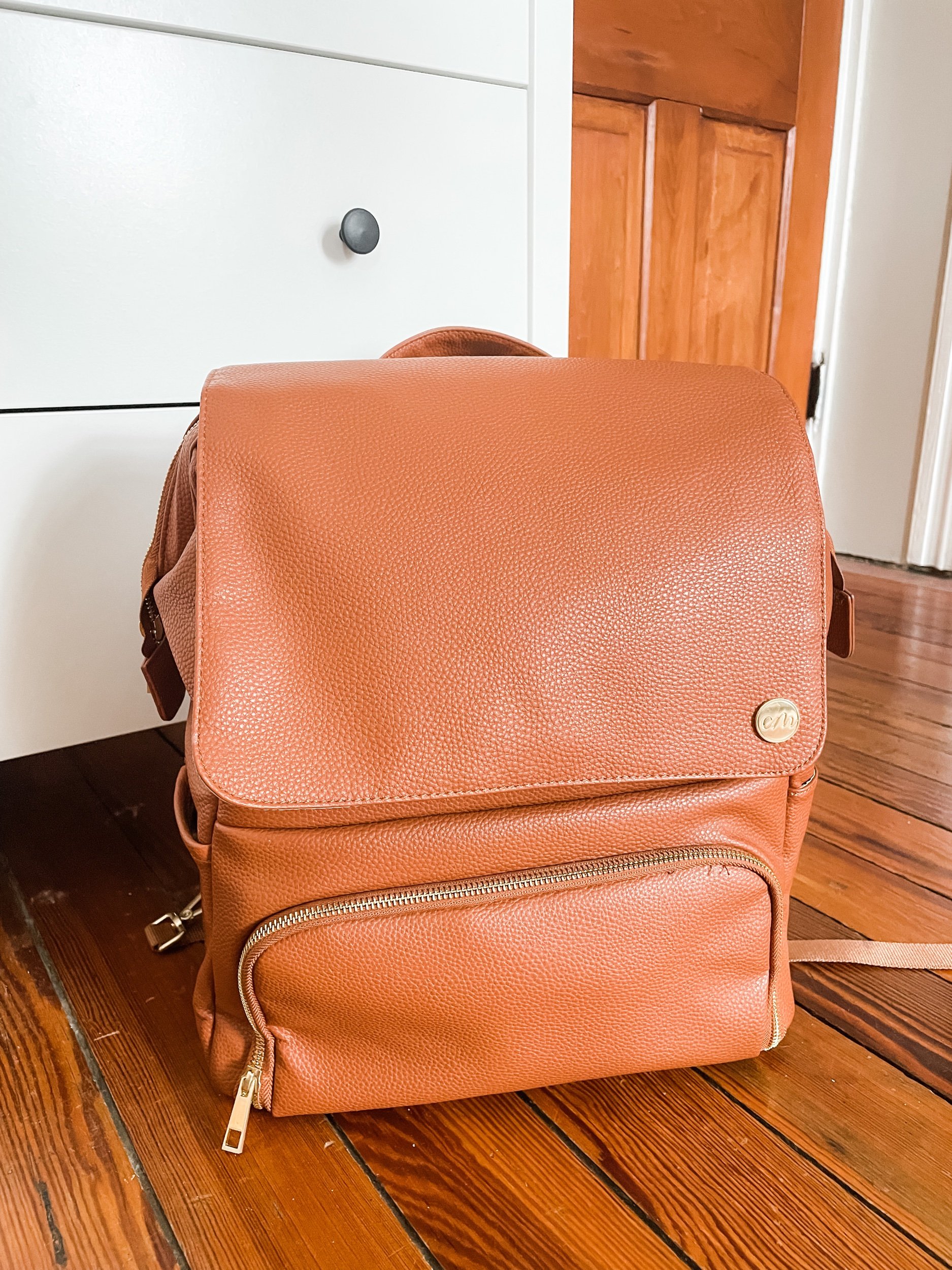 Cute Leather Backpack Diaper Bag