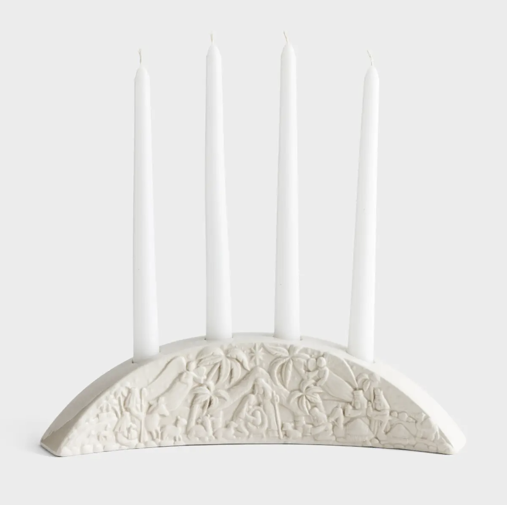 Nativity Ceramic Advent Candle Holder