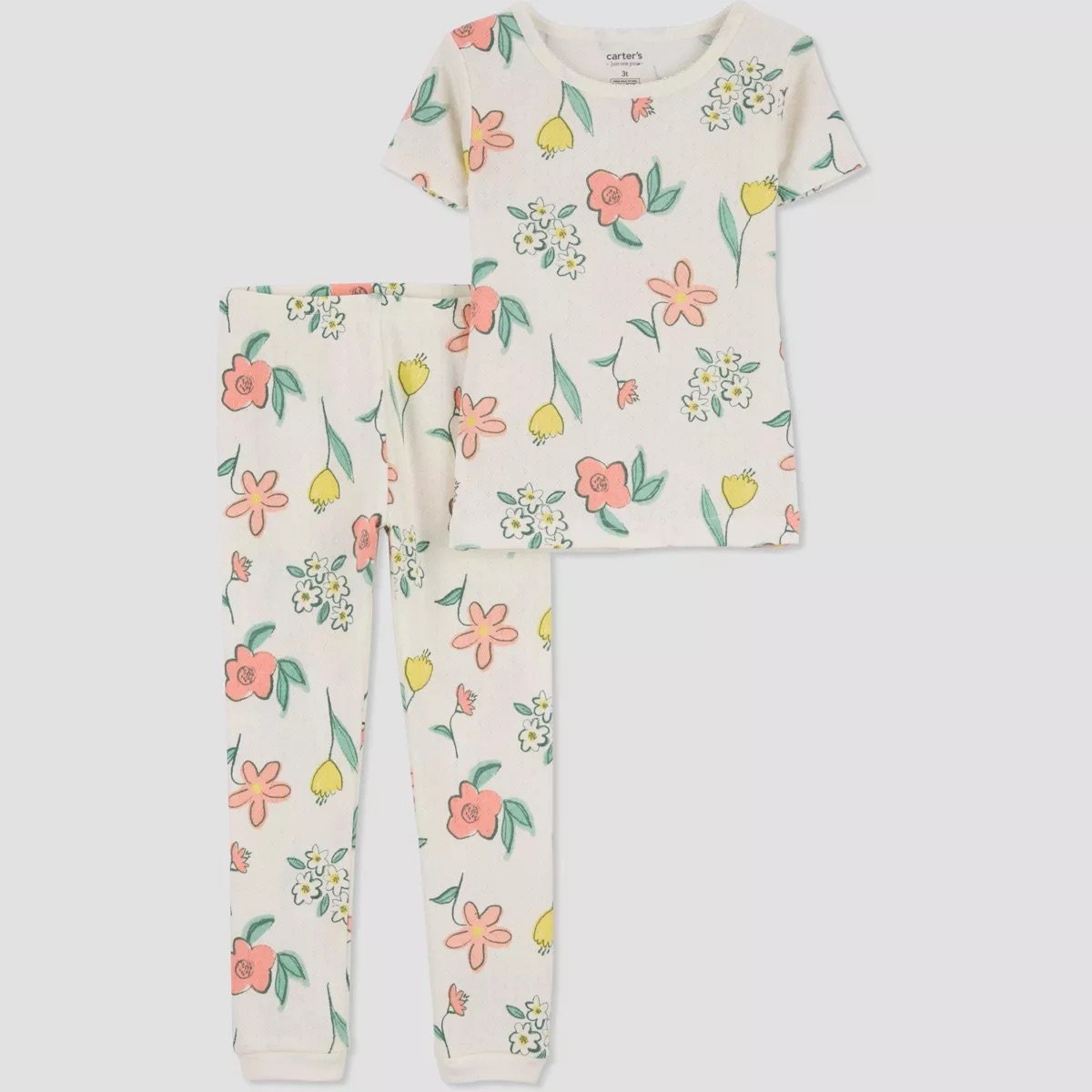 Carters Just One You Toddler Girls 2pc Pajama Set White Green Floral.jpeg