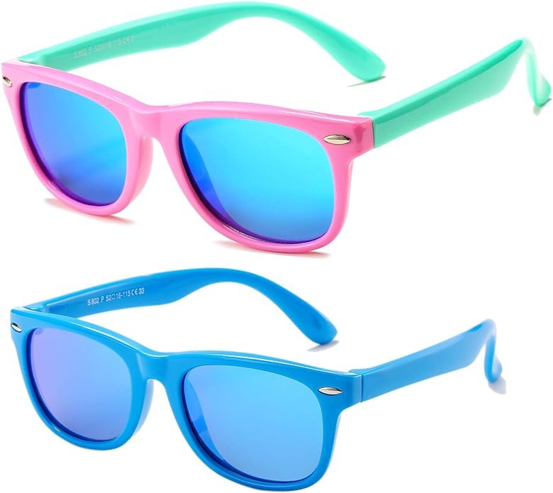 AZorb Kids Polarized Sunglasses TPEE Rubber Flexible Frame Amazon Pink Green Blue.jpg