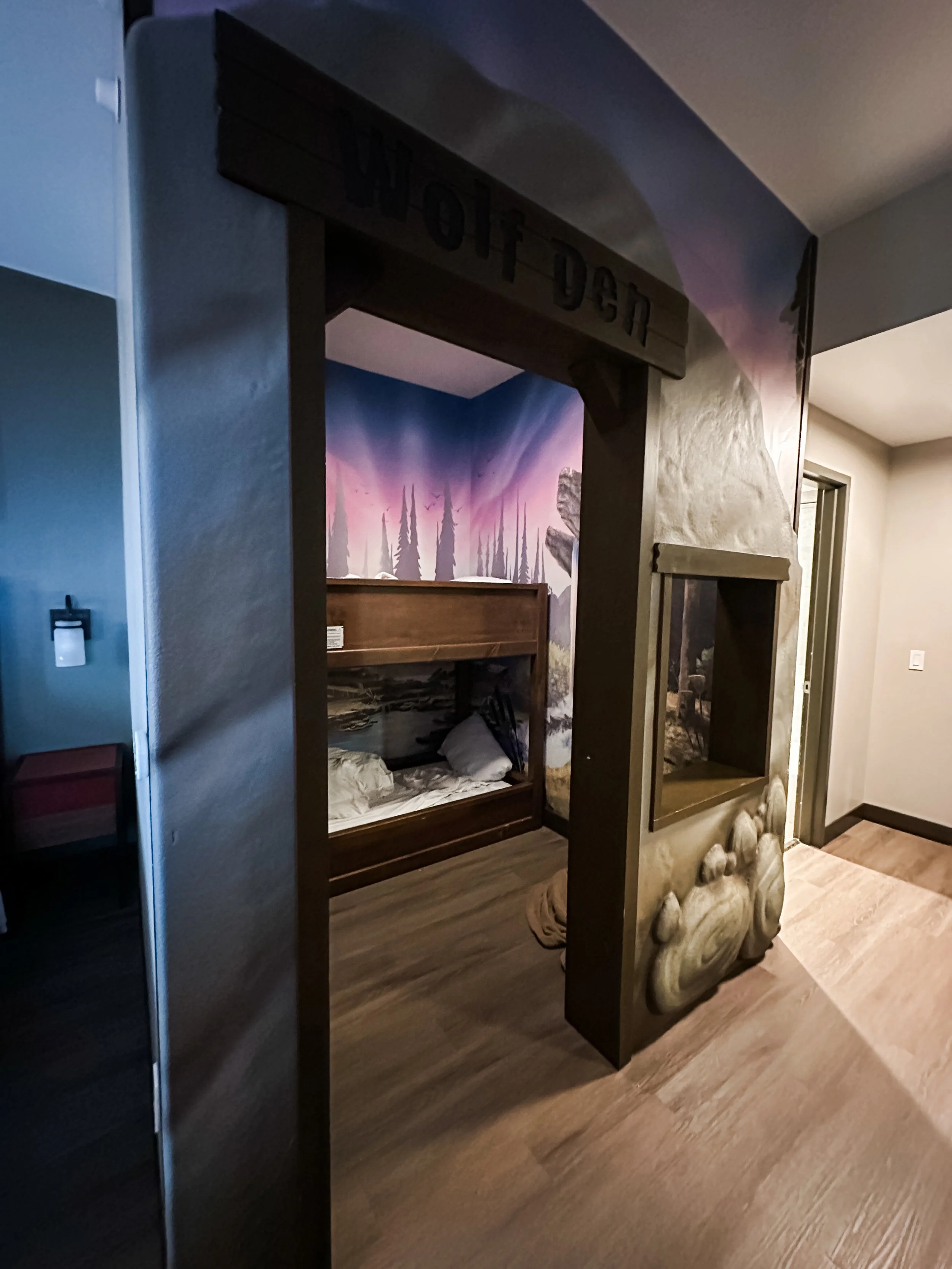  The bunk room in the Wolf Den Suite. 