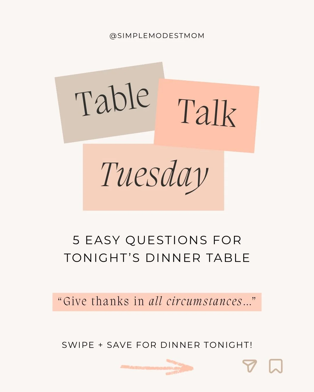 Introducing a new weekly series I&rsquo;m so excited to share with you:

Table Talk Tuesday is here! 🤍

Each week, I&rsquo;ll be sharing a few simple and intentional questions you can use around the dinner table to help spark conversation with your 