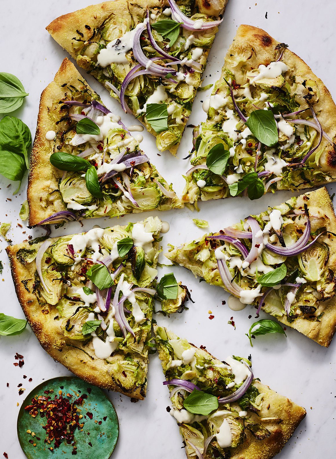 Shredded Brussels Sprouts White Pizza