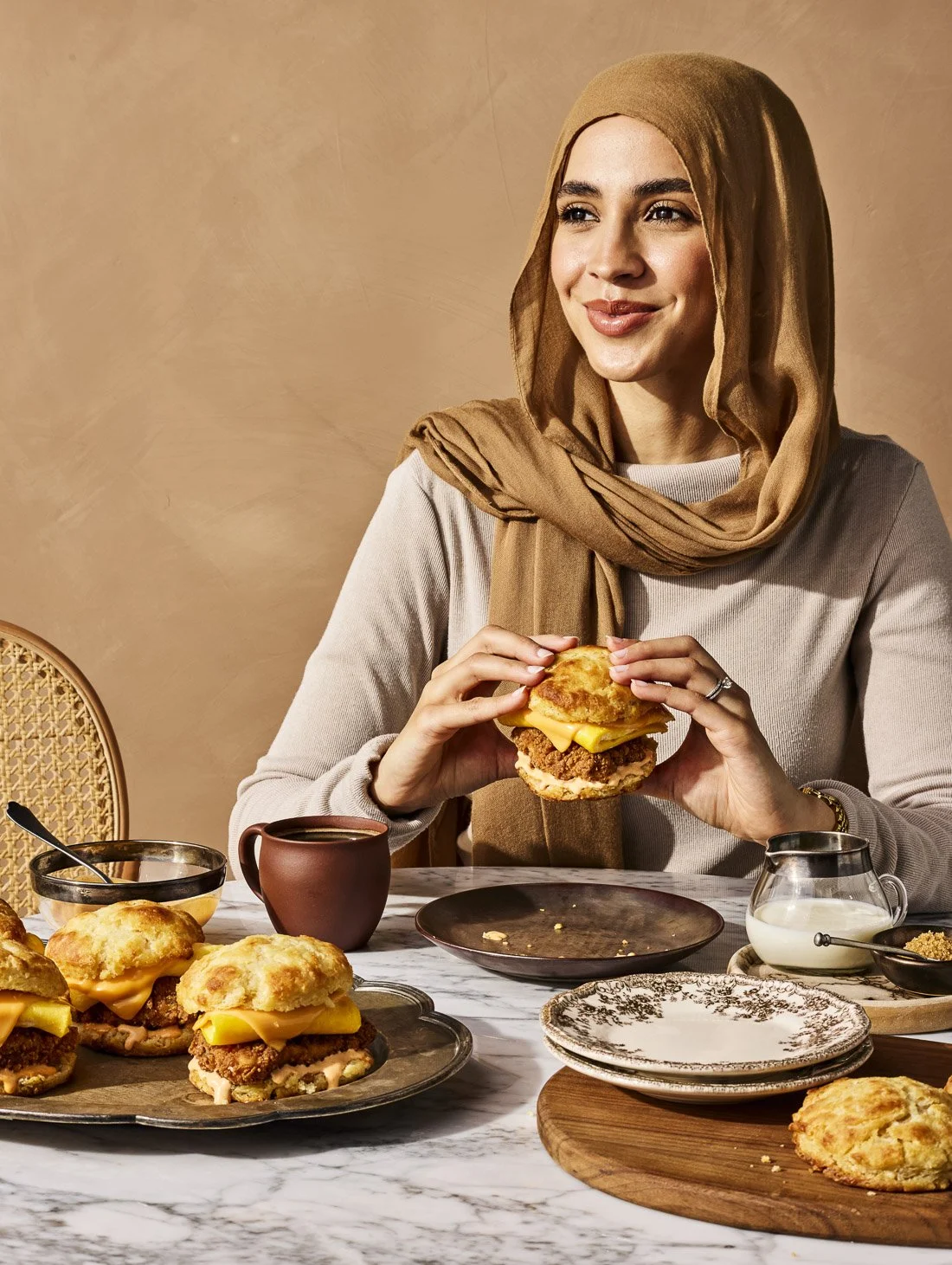 hajar-larbah-fried-chicken-egg-cheese-biscuit-sandwich.jpg