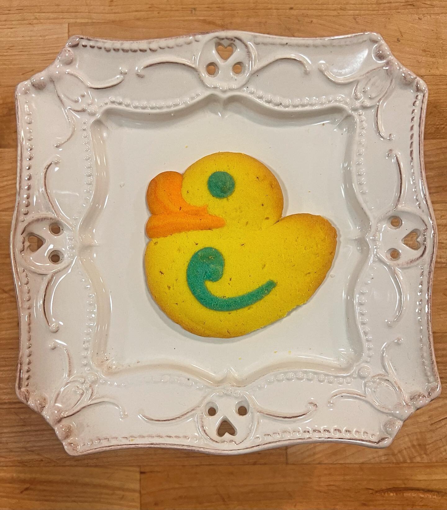 Decorated Easter Eggs and Ducks cookies , Easter-colored butter cookies. Come find these in store.