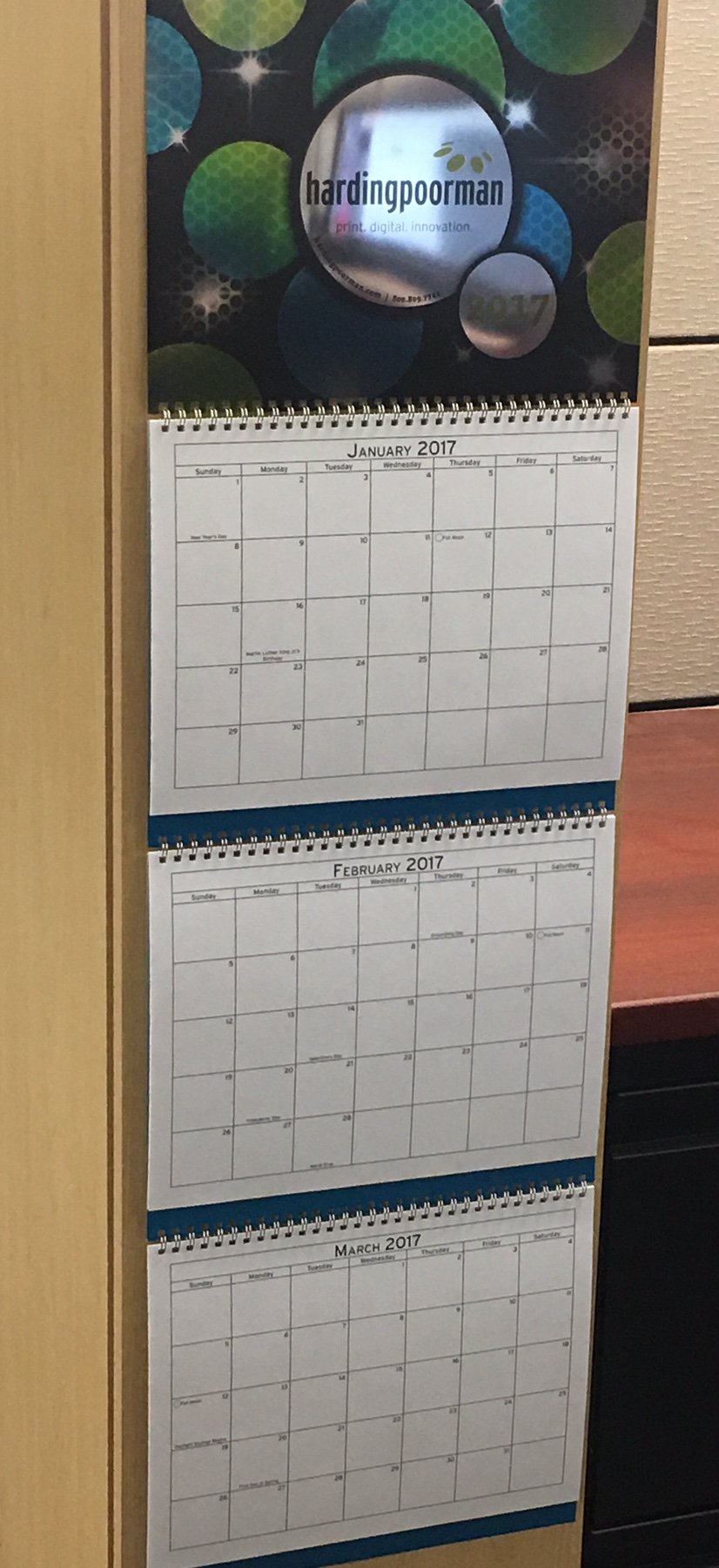 2017 HardingPoorman Calendar printed on Krystal Krome