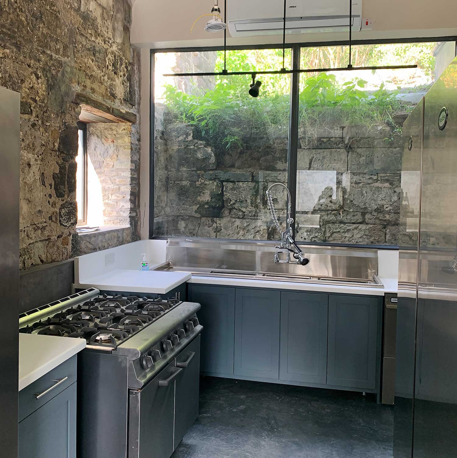 Our kitchen which was designed to feel part of the ruins