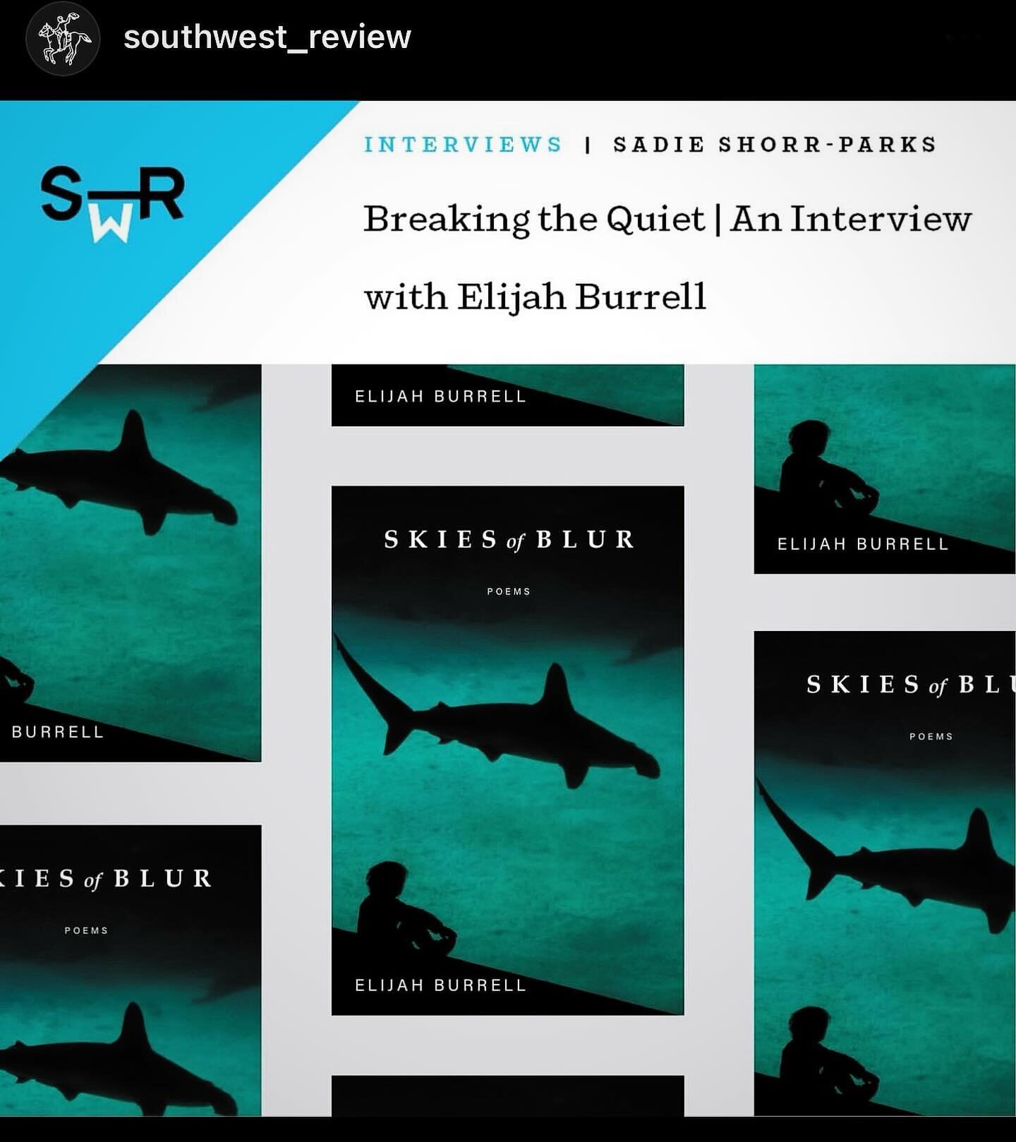 Thanks to Sadie Shorr-Parks for taking the time to discuss #SkiesofBlur and asking some very interesting questions about the book. Great thanks also to @southwest_review for providing the space for the piece! Find the interview by following the link 