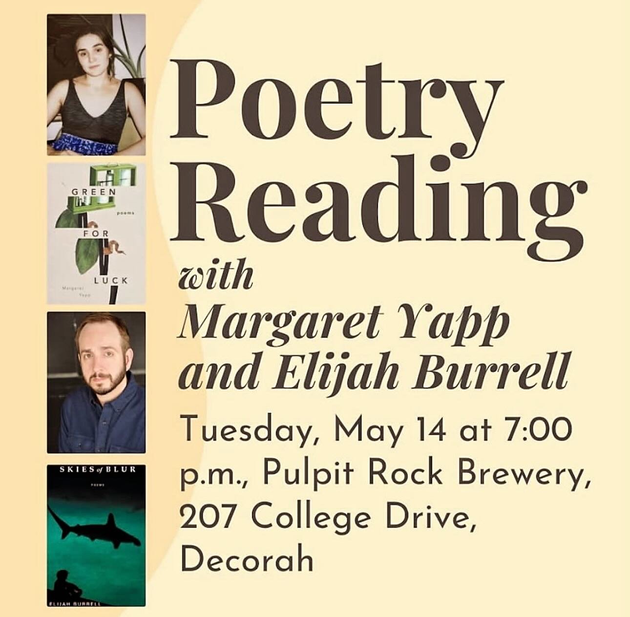 Ready to get back to Decorah, IA! If you&rsquo;re in the area, come out and see my press mate @bigbabymarg and me read some poems from our new books! Huge thank you to @dragonflybooks for hosting us!
