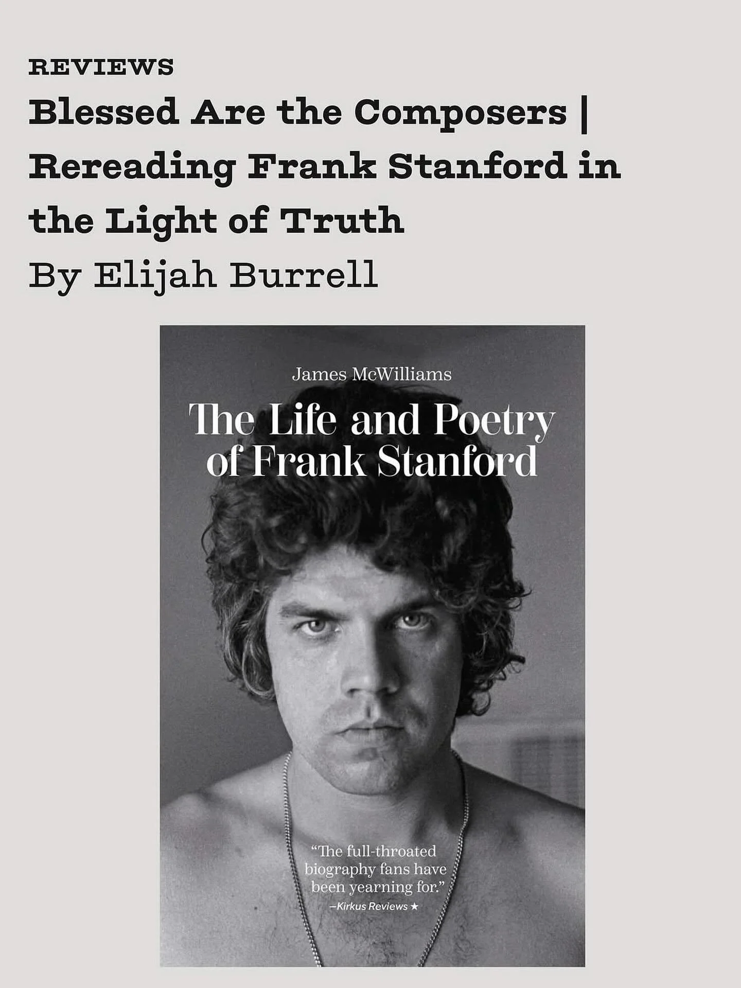 Excited to share a new essay I’ve written for @southwest_review: “Blessed Are the Composers: Rereading Frank Stanford in the Light of Truth.” It’s a deep dive into James McWilliams’s new book The Life and Poetry
of Frank