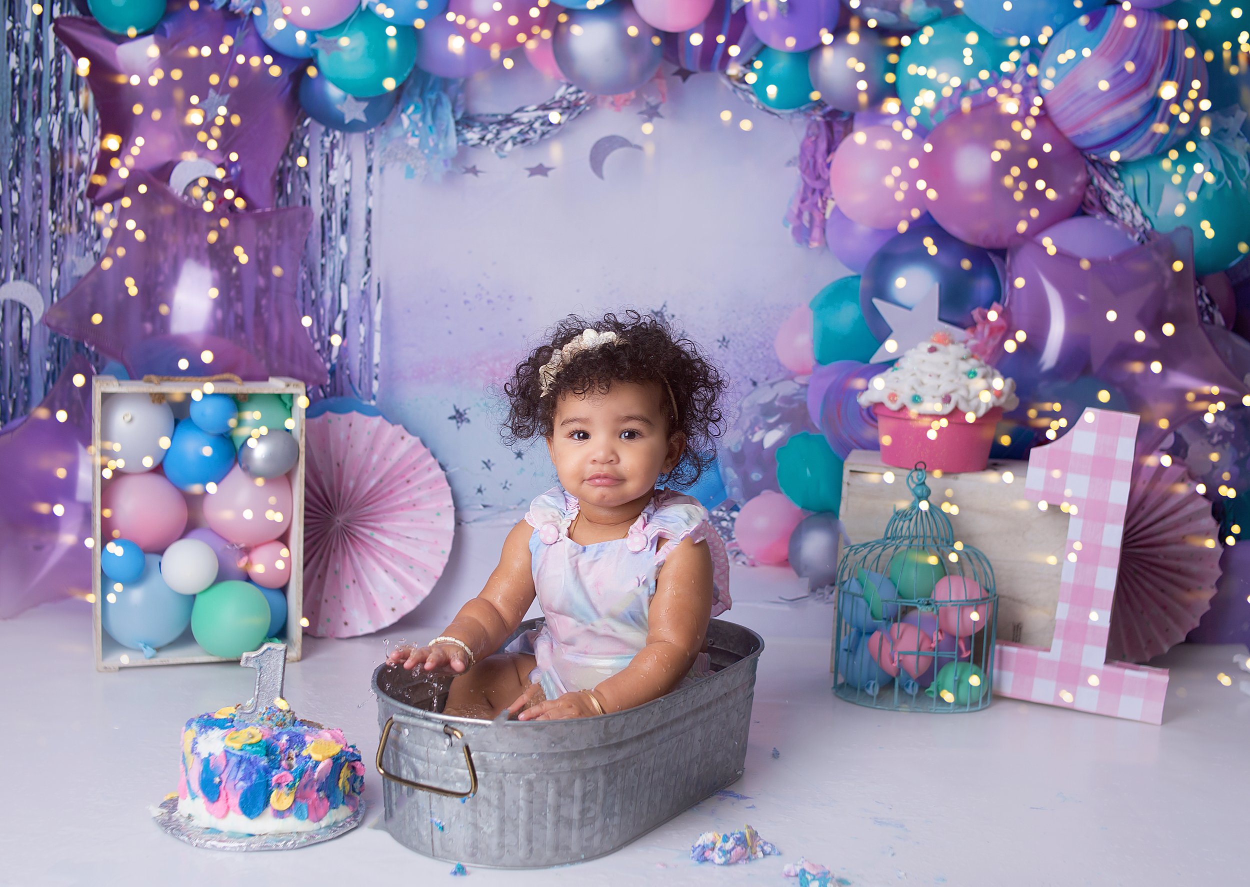 baby girl, cake smash photoshoot, balloons, pastel, mount juliet tennessee