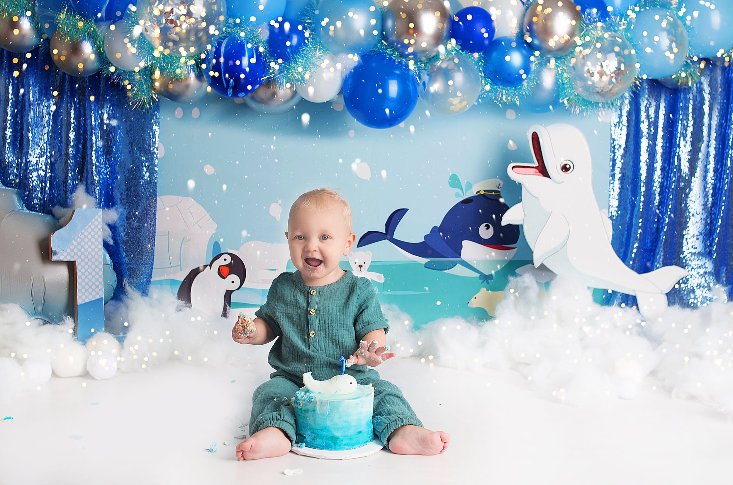 baby boy, whale, cake smash photoshoot, franklin tennessee