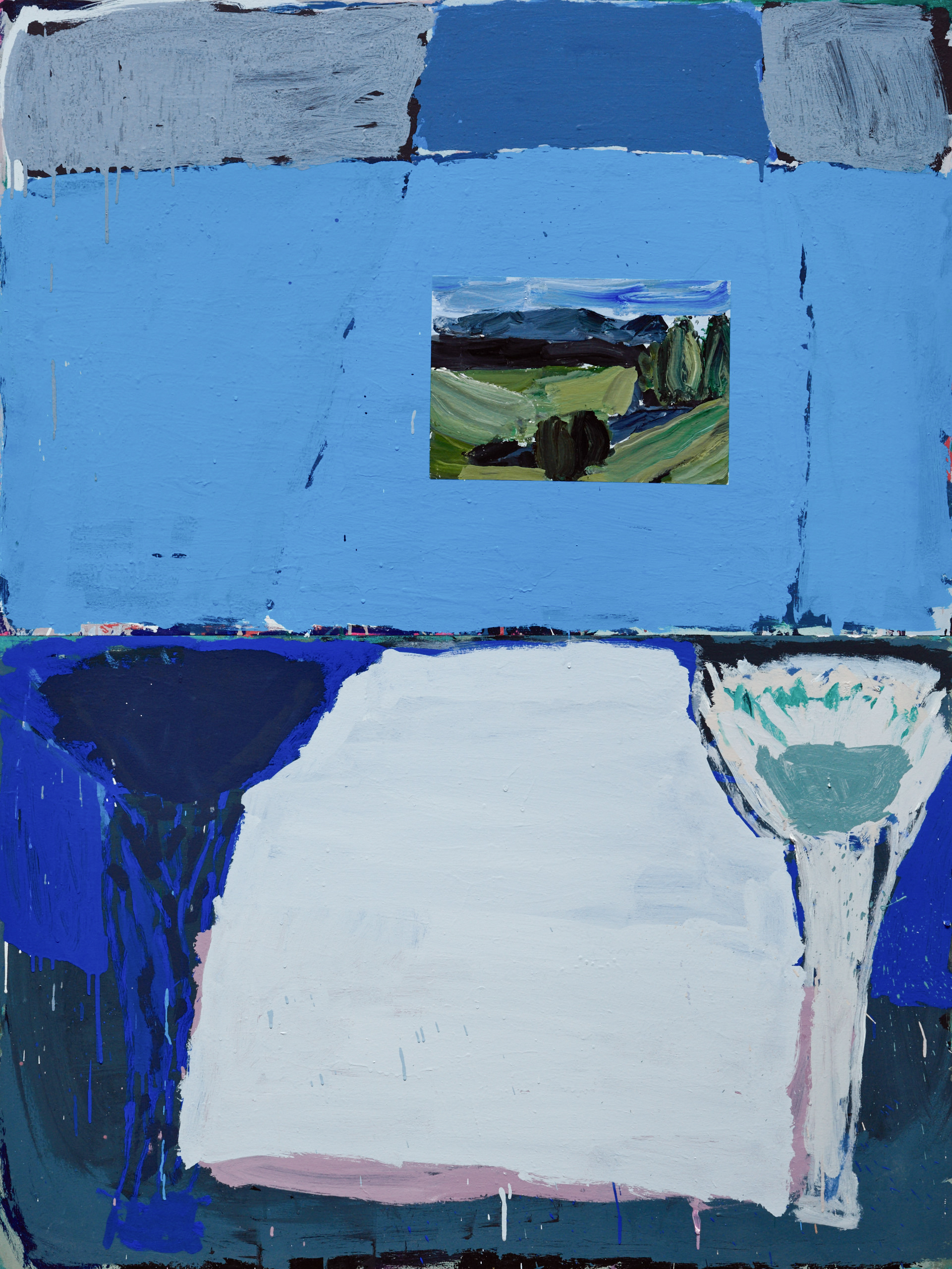 Guy's Landscape of Tweed Valley on Blue with a View Between the Pandanus