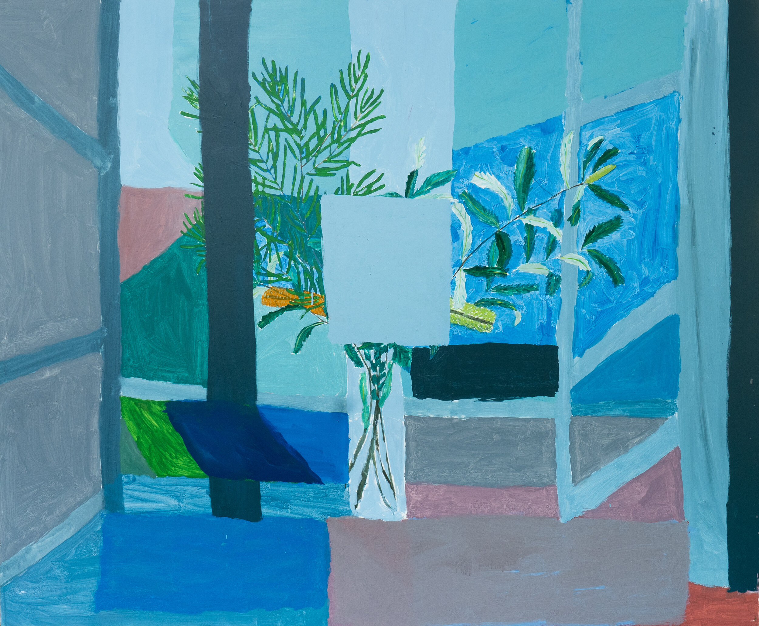 House Hold Me, August's Banksias, HM's Windowsill, 2020. acrylic on polycotton, 137 x 168 cm.jpg