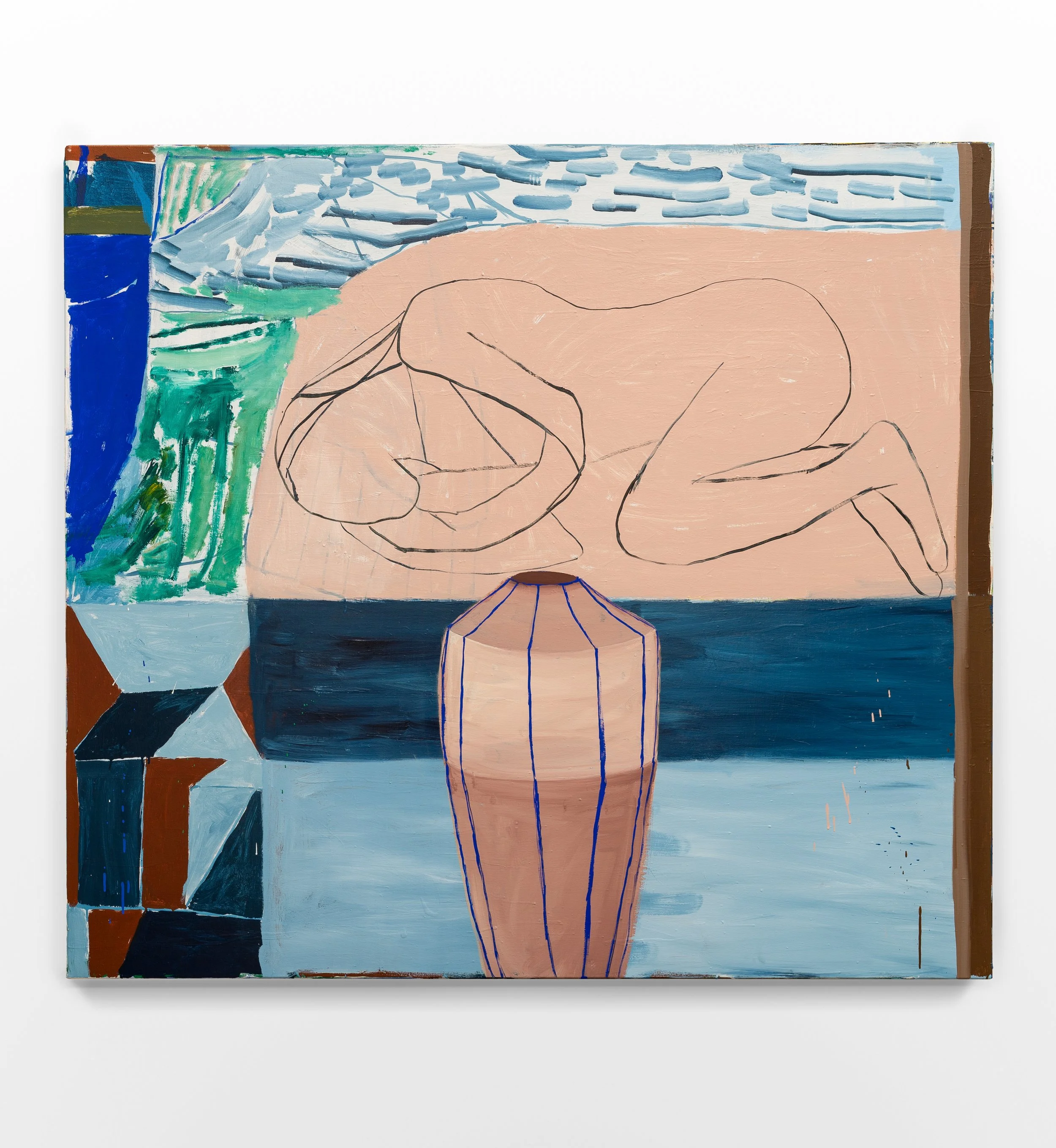 Resting Folded in Fetal, Patchwork, Forest, Sea and Vessel Made of Me, 2022, acrylic on polycotoon, 137 x 153 cm.jpg