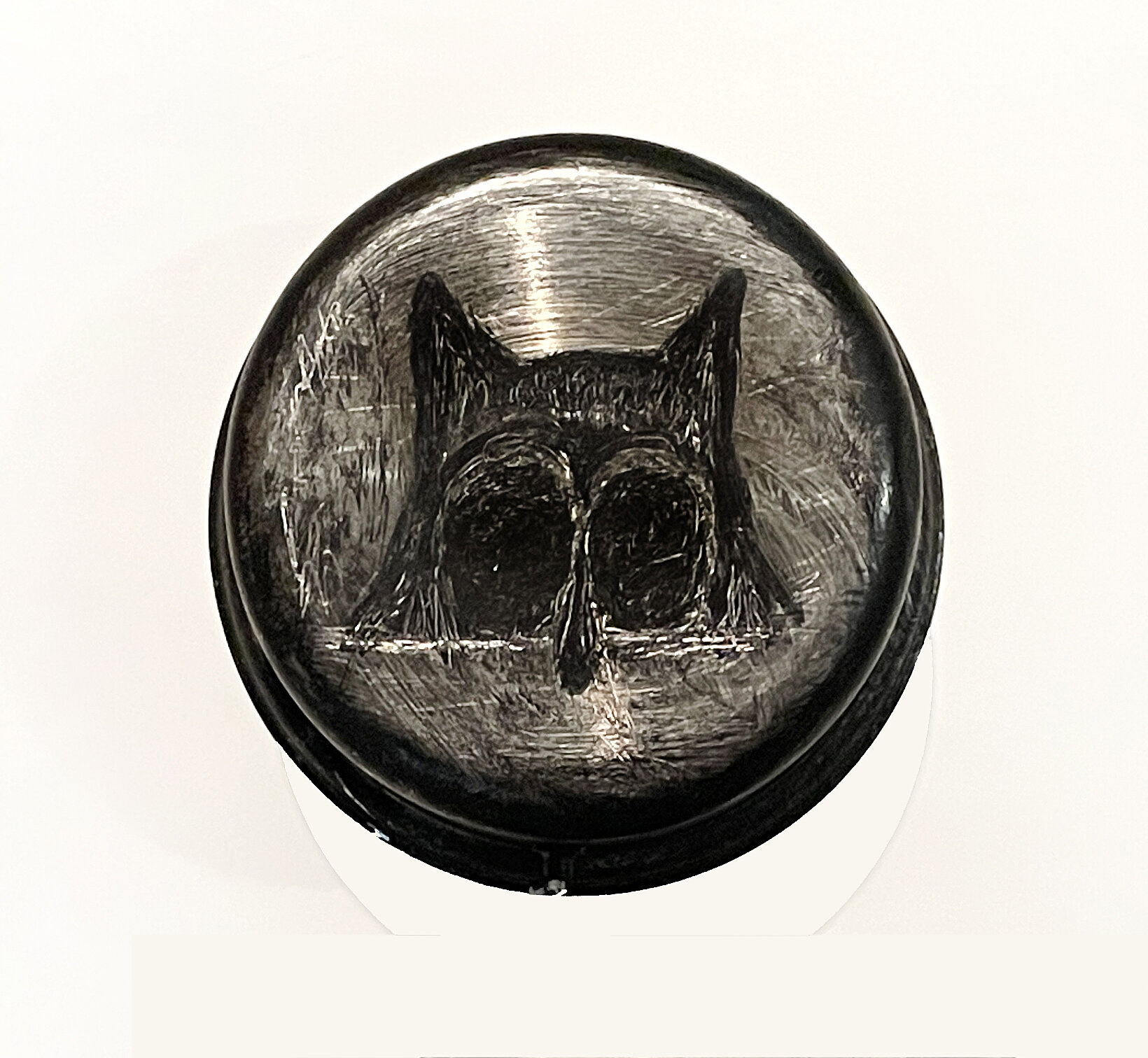 "FL Pot" (small) 7.75" x 3", 2021, etched steel, $2500