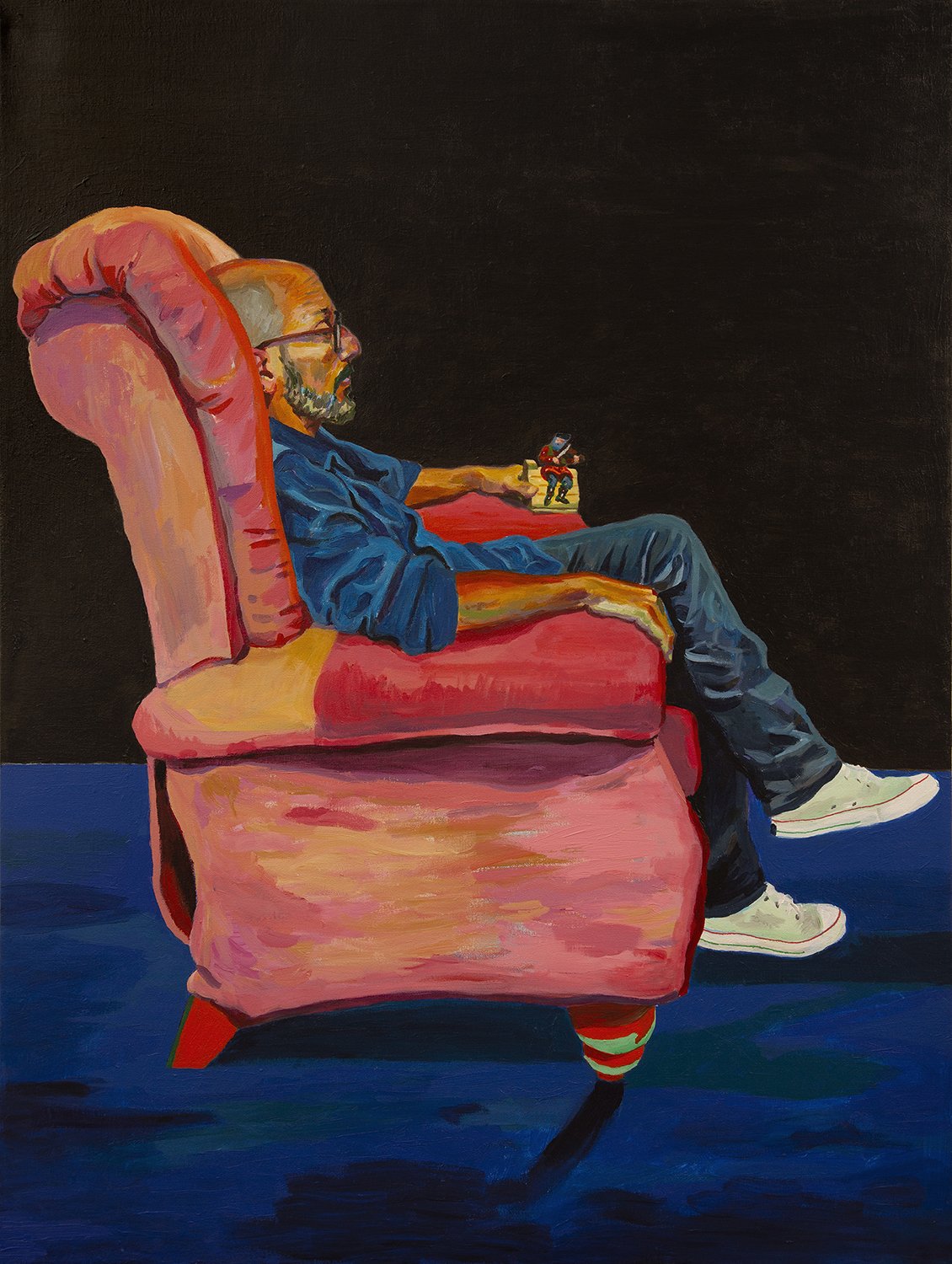 "Self Portrait in Pink Armchair", by Ben Fine