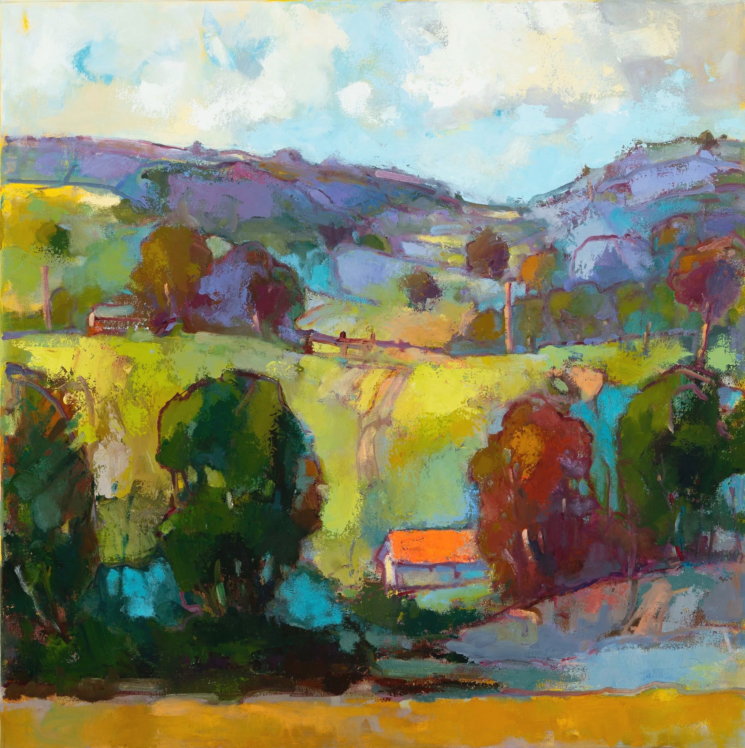 “On a Clear Day”, oil on canvas , 30”x 30”  2025; inquire 201-744-6713