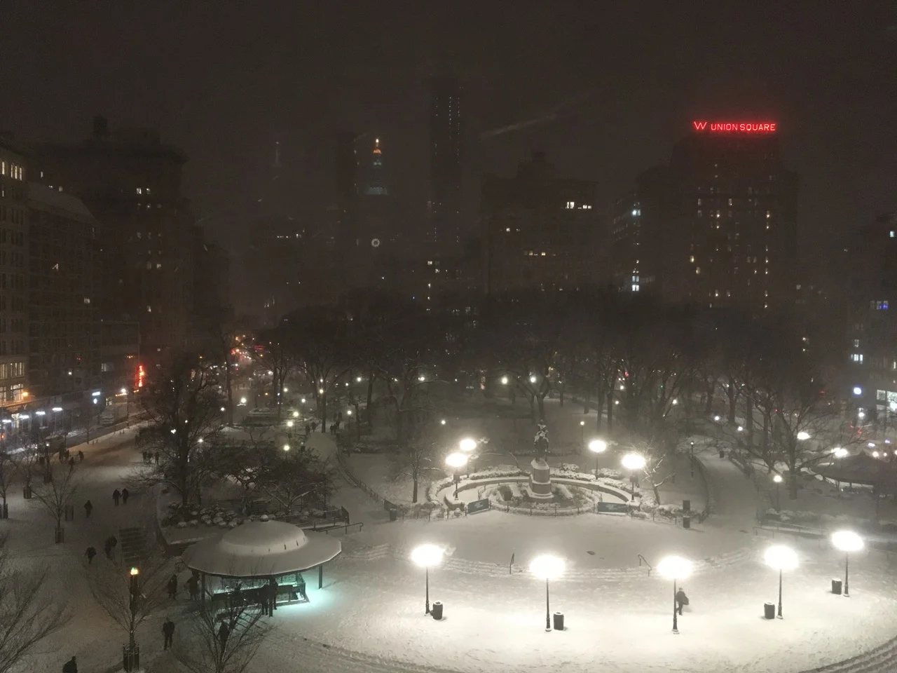 Union Square South in The Snow 1/7/17