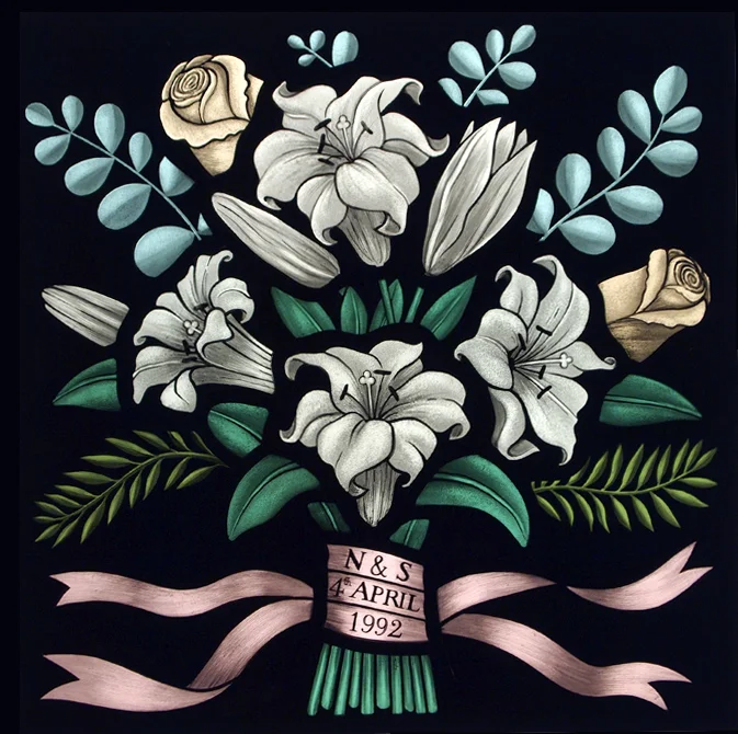 BRIDAL BOUQUET STAINED GLASS WEDDING COMMISSION FLORA JAMIESON.jpg