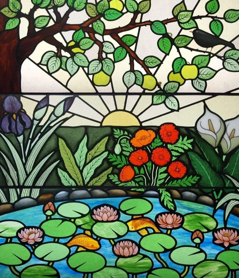 Sunrise Garden Stained Glass Window