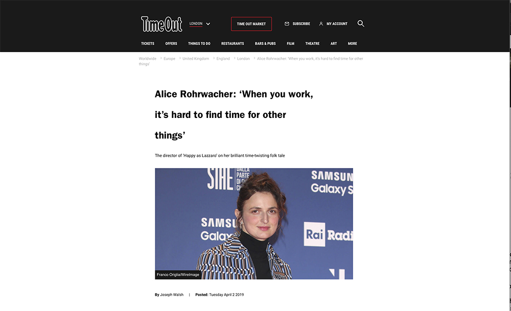 Alice Rohrwacher: ‘When you work, it’s hard to find time for other things’