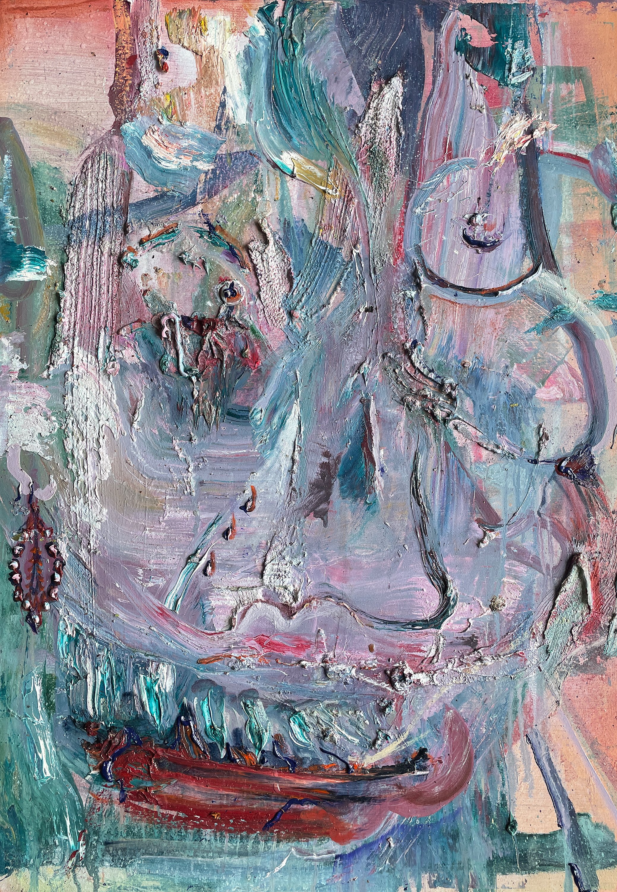  Scary Head (walking, crying) Oil on Canvas 53cm x 75cm 2022  © Jasper Elliott 