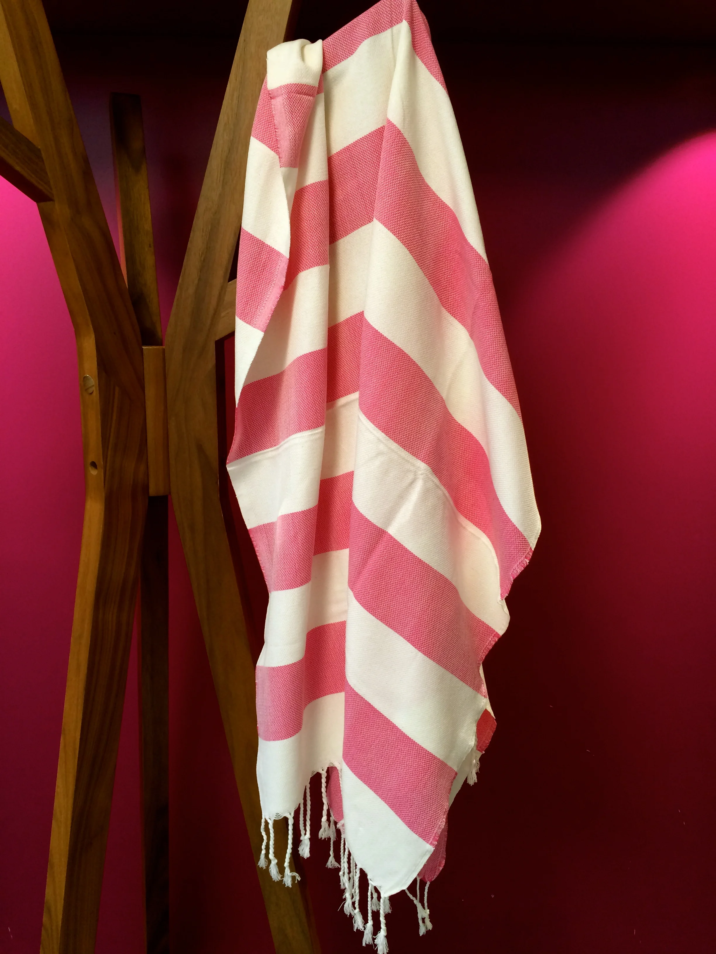 Datca Pink Luf Turkish towel pestemal hanger.jpg