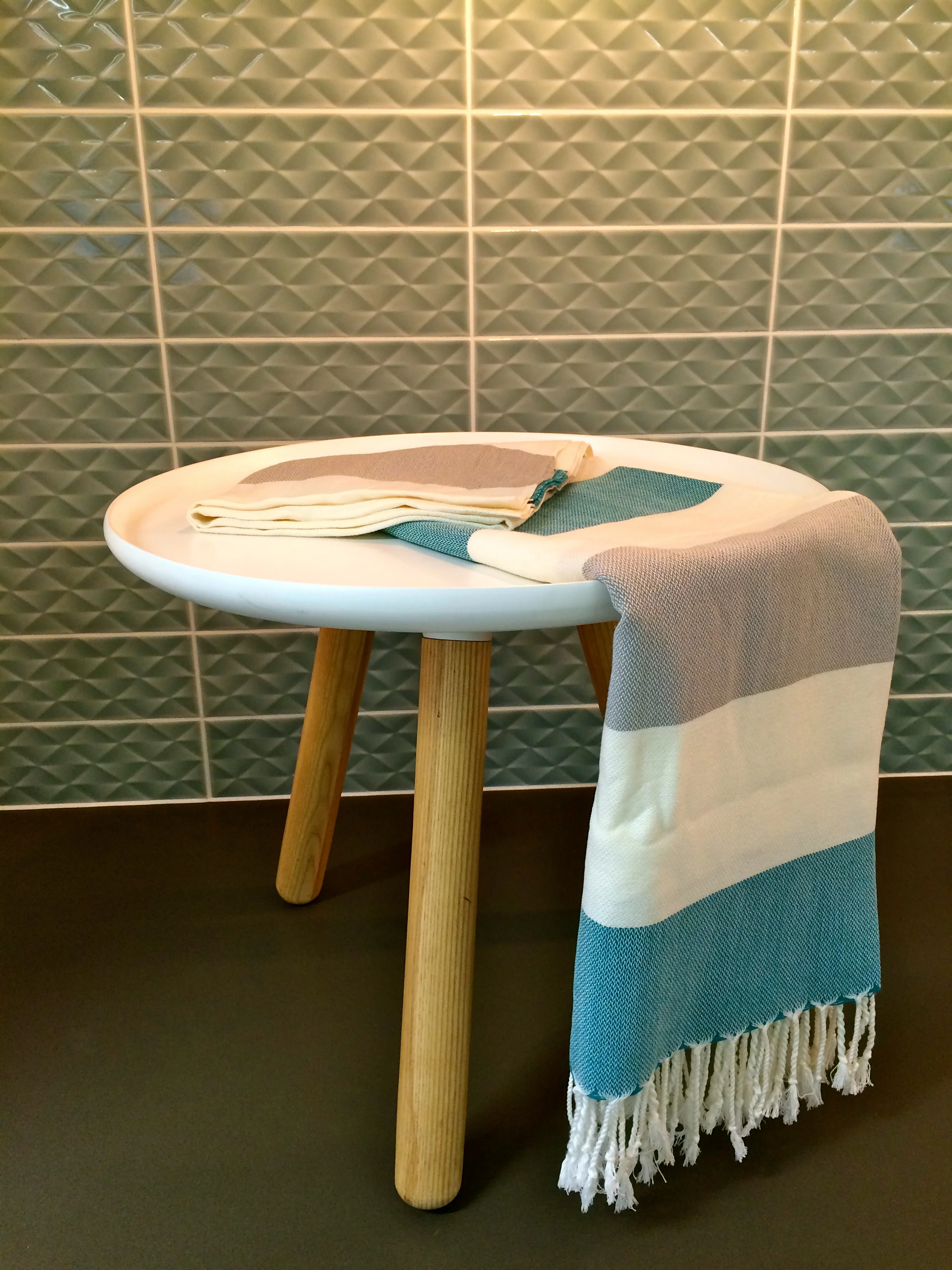 Bodrum Turquoise Grey Luf Turkish Towel Pestemal table.jpg