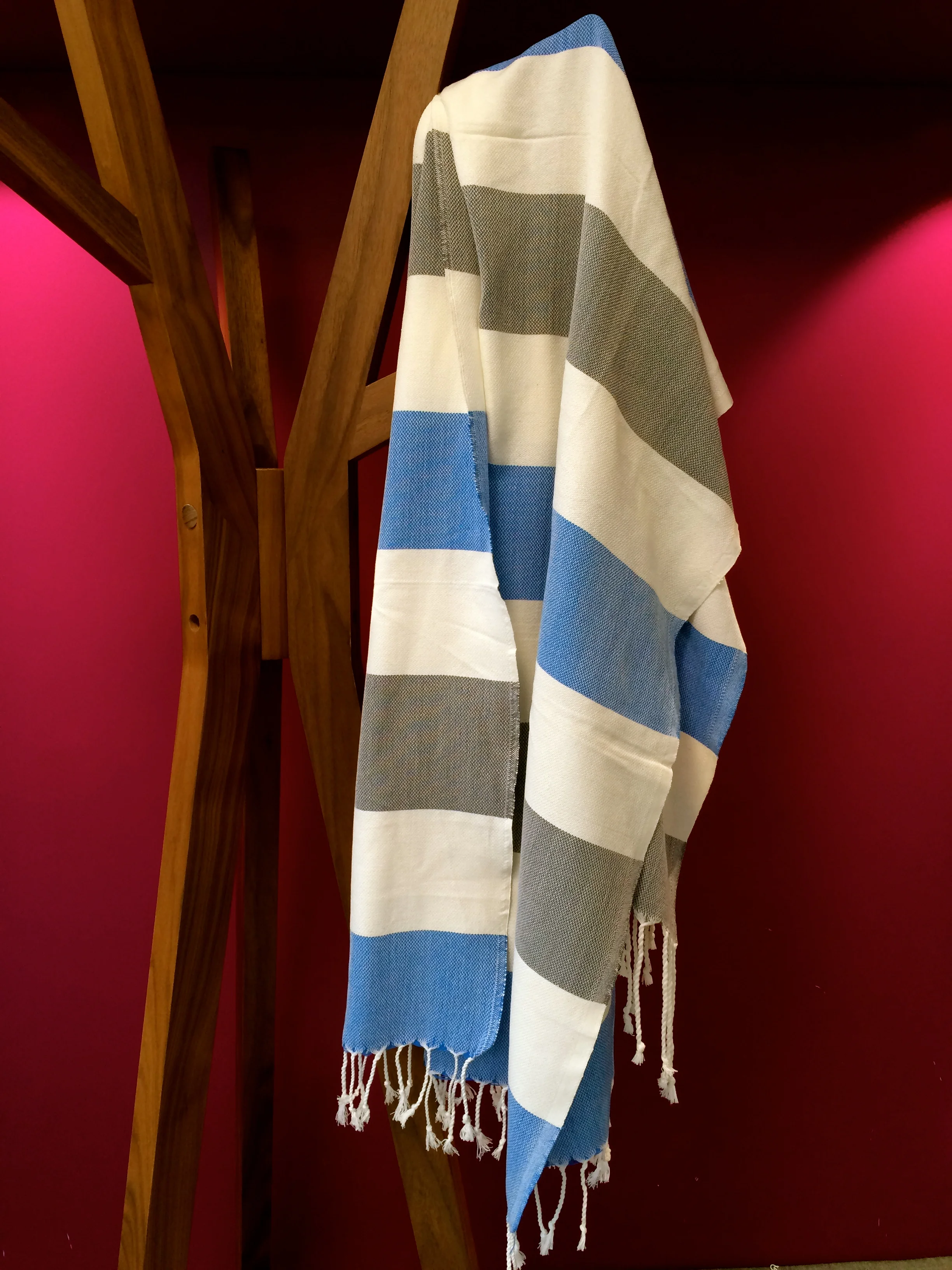 Bodrum Blue Grey Luf Turkish Towel Pestemal hanger.jpg