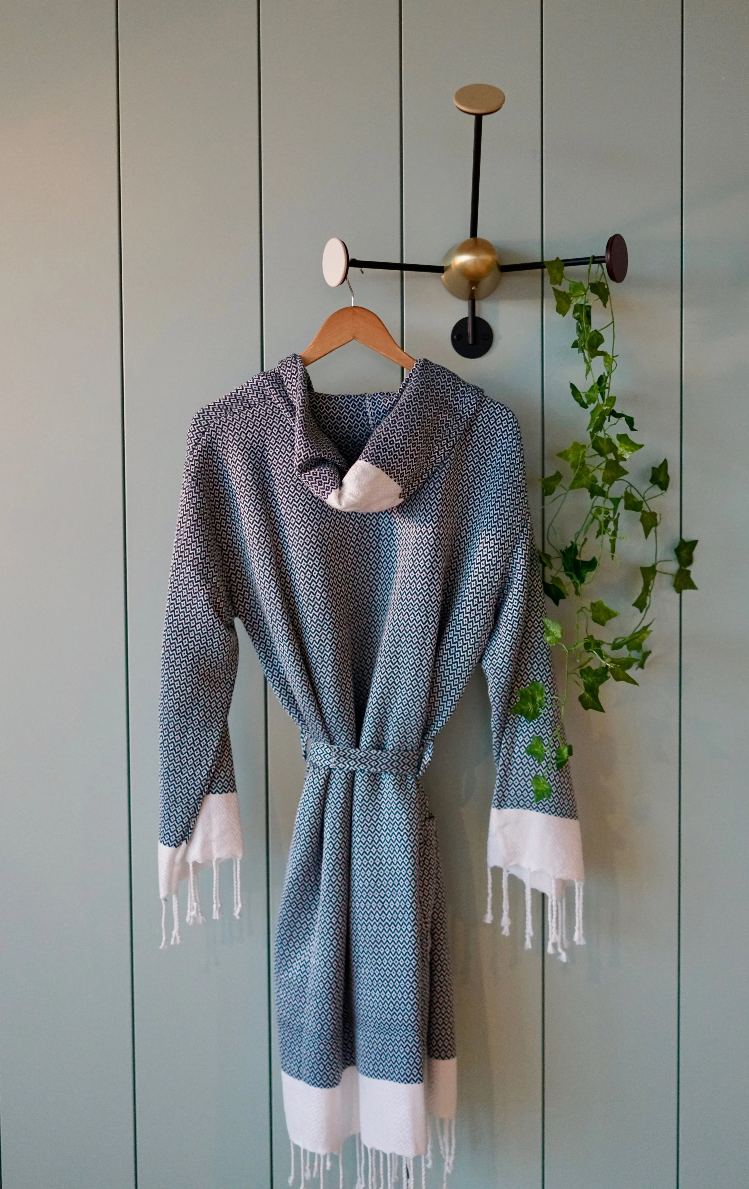 Kas Navy Turkish Towel Bathrobe back.jpg