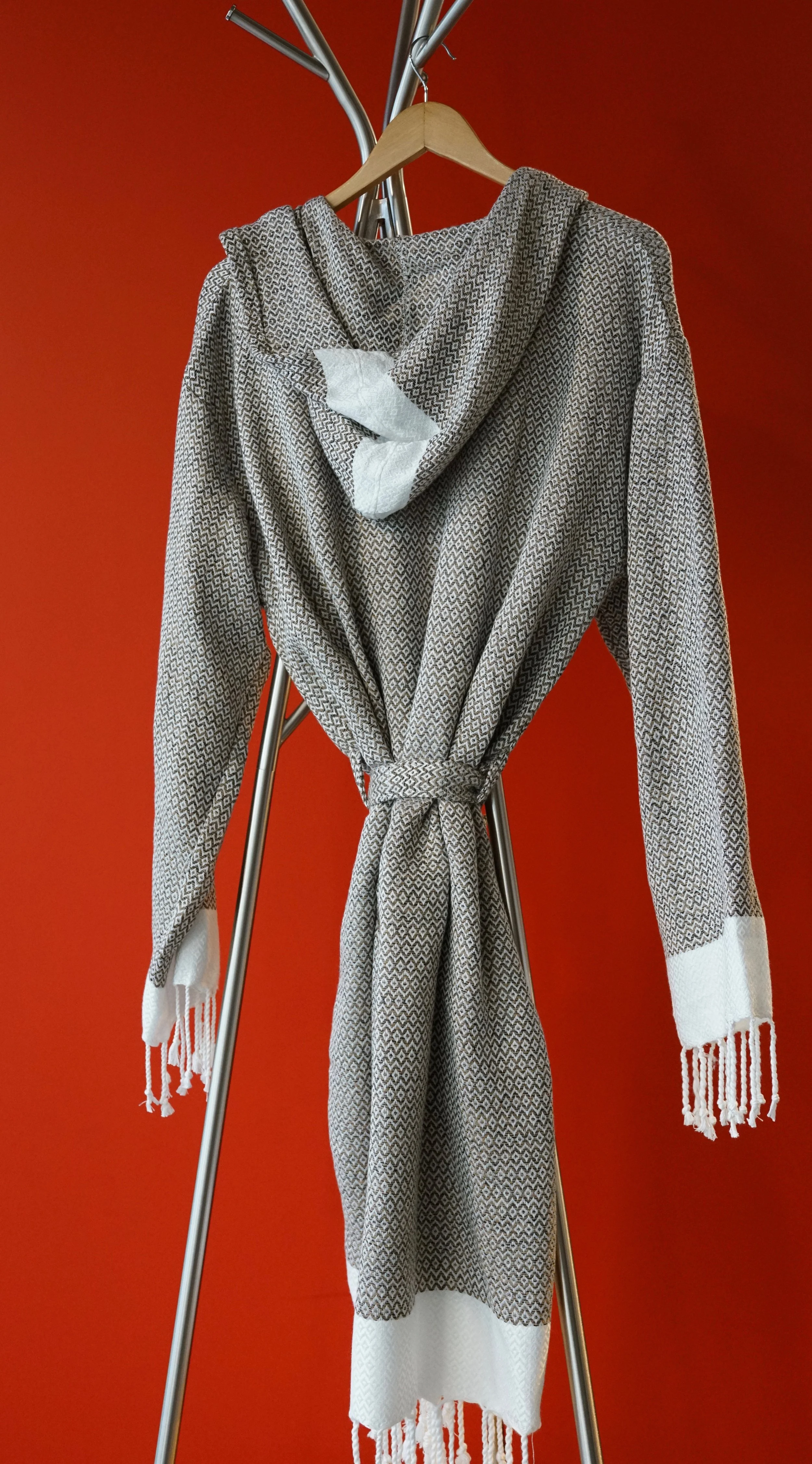 Kas Natural Turkish Towel Bathrobe Red back.jpg
