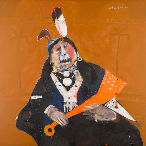 Bonhams Lot 334 A FRITZ SCHOLDER PAINTING, "SCREAMING INDIAN", 1970 US$ 50,000 - 70,000