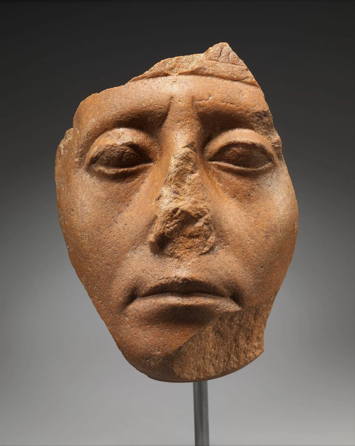 Face of Senwosret III, ca. 1878–1840 B.C.
Egyptian, Middle Kingdom
Red quartzite; h. 16.5 cm (6 1/2 in)
The Metropolitan Museum of Art, New York, Purchase, Edward S. Harkness Gift, 1926 (26.7.1394)
http://www.metmuseum.org/Collections/search-the-collections/544184