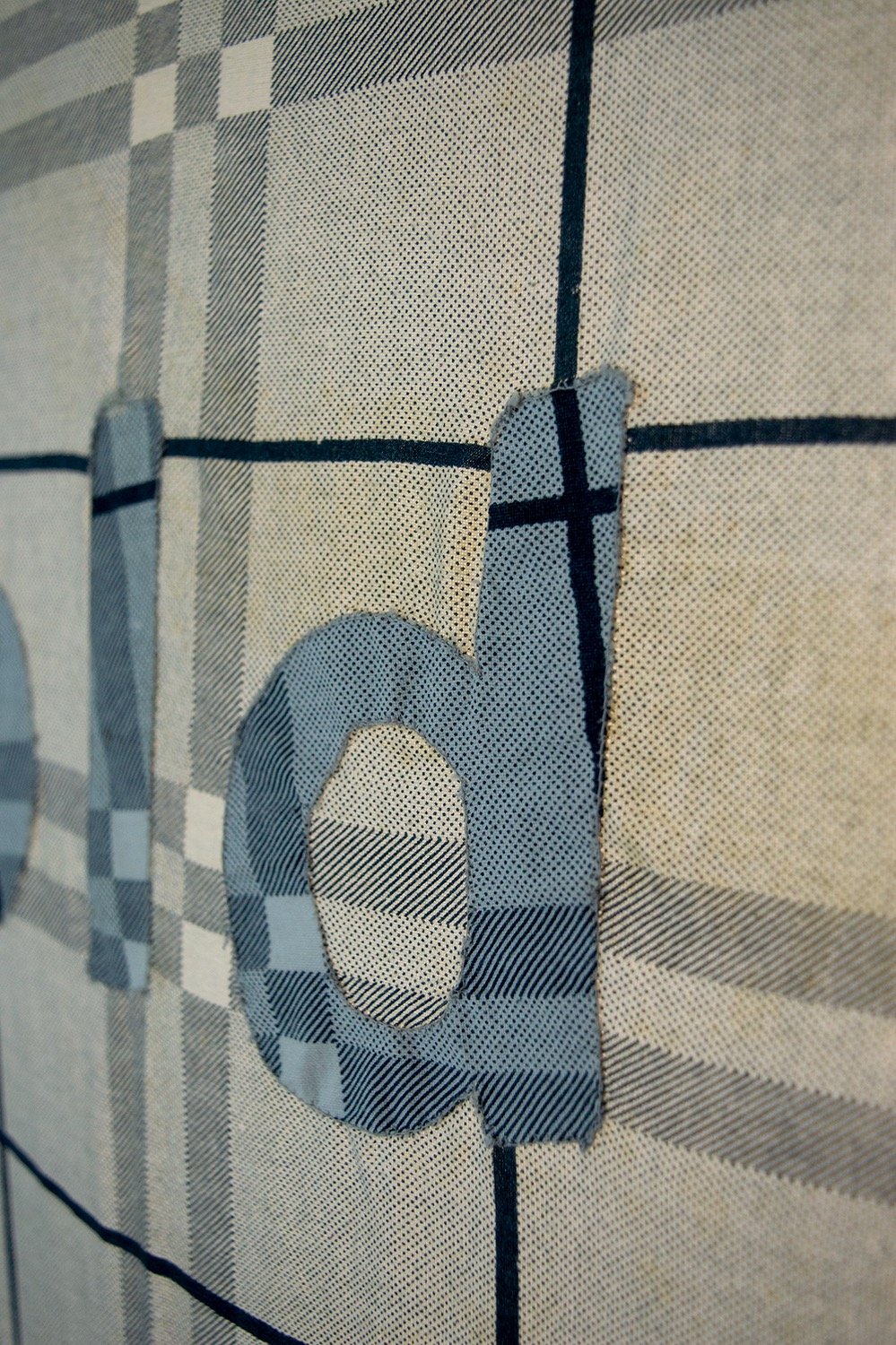   Too Late  (detail), 43x75x9”, 2020, bedsheet, PVC sheet, fabric, elastics, LED light 