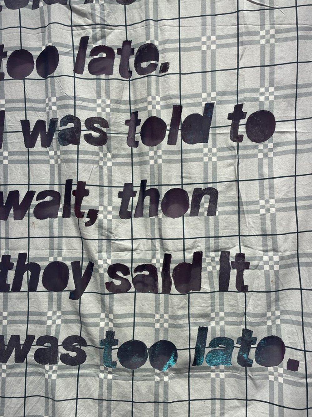   Too Late two , 2021, 3.6x6.3ft, fabric, bedsheet 