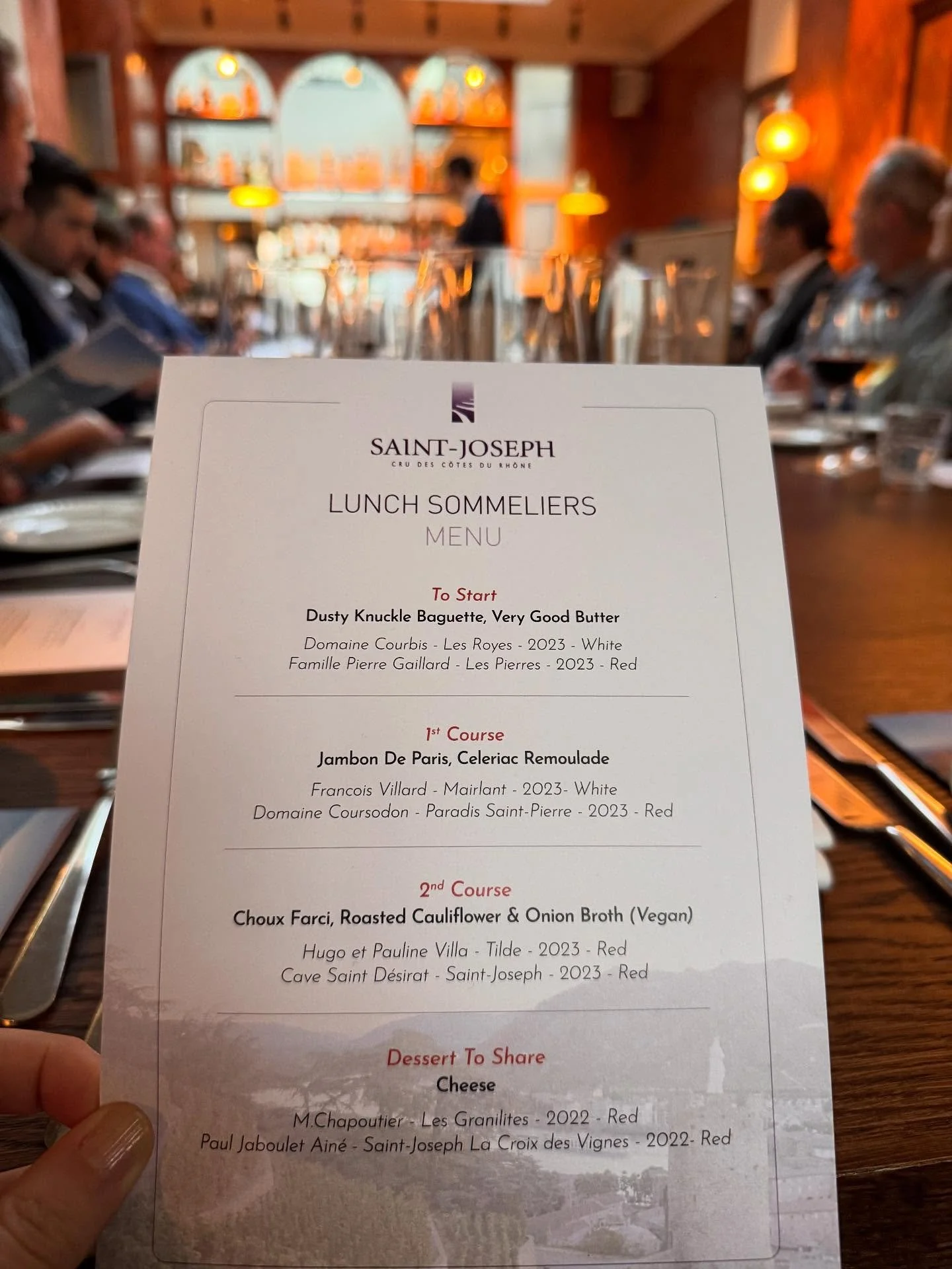 Lovely lunch with sommeliers at @Henri restaurant yesterday, tasting the fabulous wines from the St. Joseph appellation in the northern Rhône area of France. We had the great pleasure of sampling both interesting whites and reds under the enter